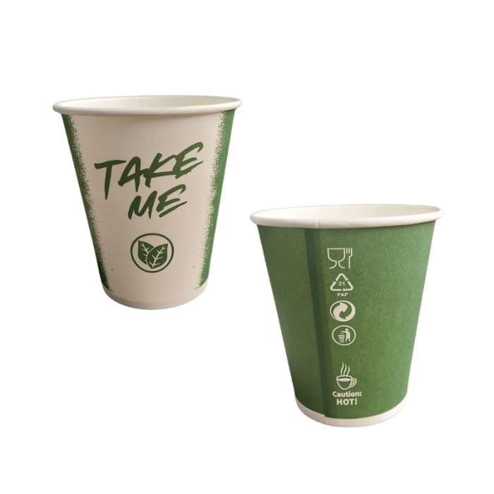 Grüne Einwegbecher Aus Papier, 250 Ml, Durchmesser 80 Mm, Kostenlos, 50 Stück