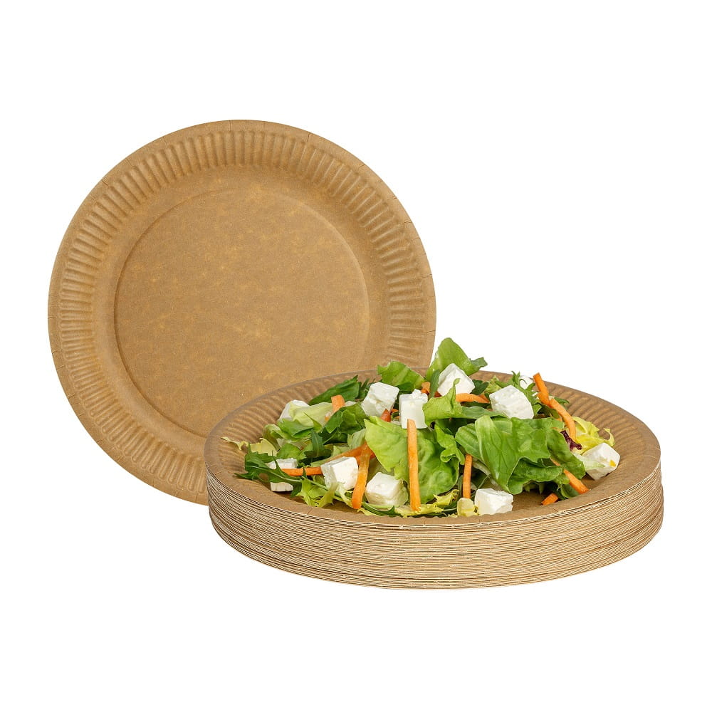 Einwegteller Aus Kraftpapier, 23 Cm – 100 Stück. Öko-teller