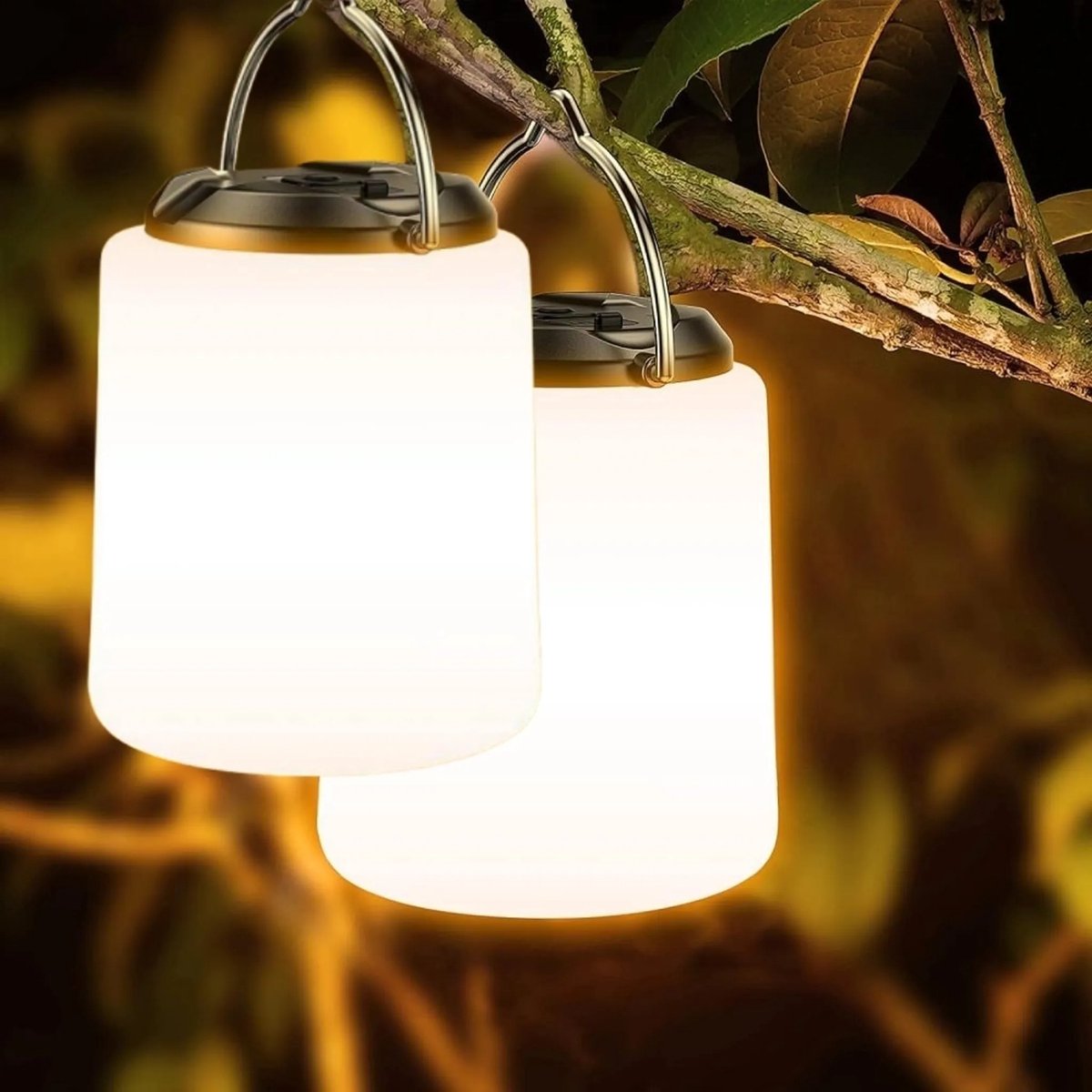 Set Aus Zwei Wiederaufladbaren Campinglampen, 3000k Warmweißes Licht, Einstellbare Helligkeit, 3 Lichtmodi, Mehr Als 10 Stunden Akkulaufzeit, Wasserdicht.