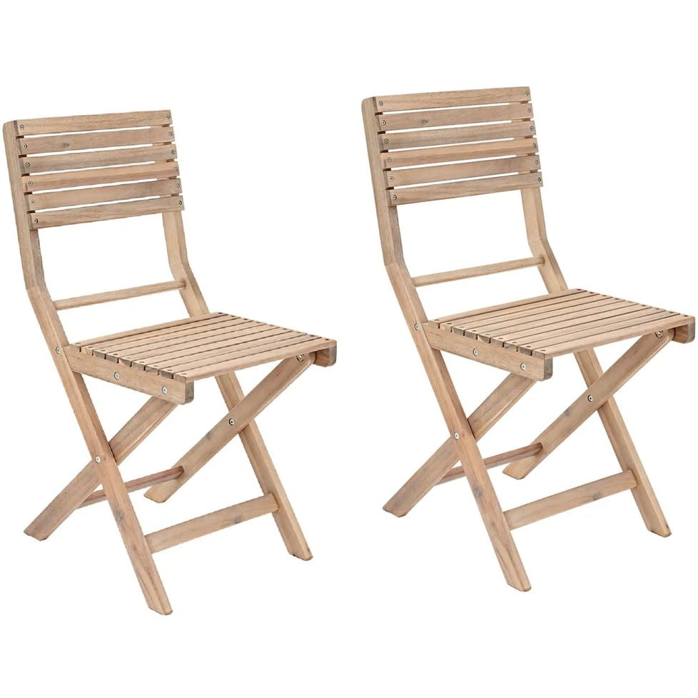 Ein Set Aus Zwei Klappstühlen Aus Exotischem Akazienholz