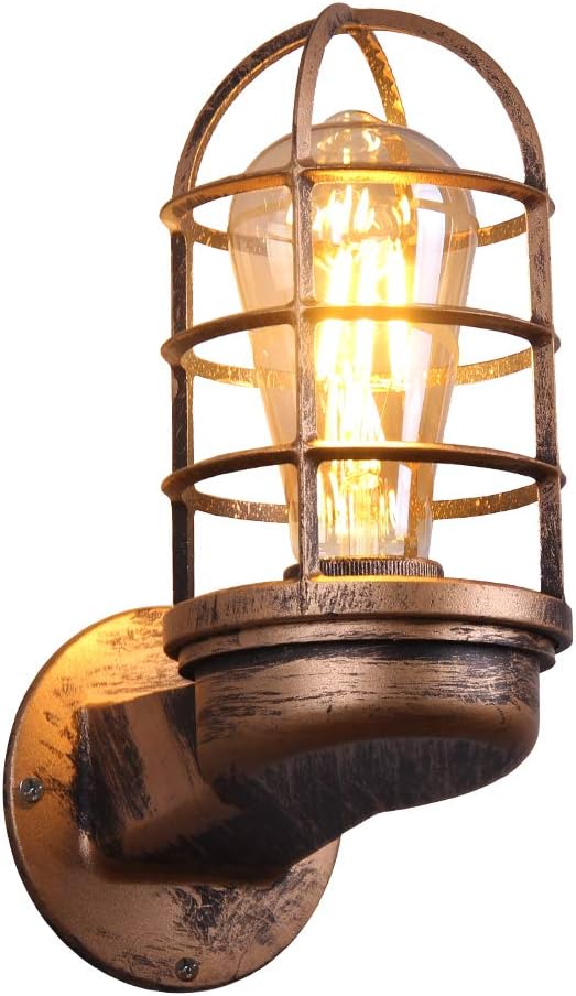 Applique Murale Rétro, Style Industriel Vintage, Applique Rustique En Fil De Fer Et Cage Métallique, Luminaire D'Intérieur Rétro (couleur Rouille) (ampoule Non Incluse)