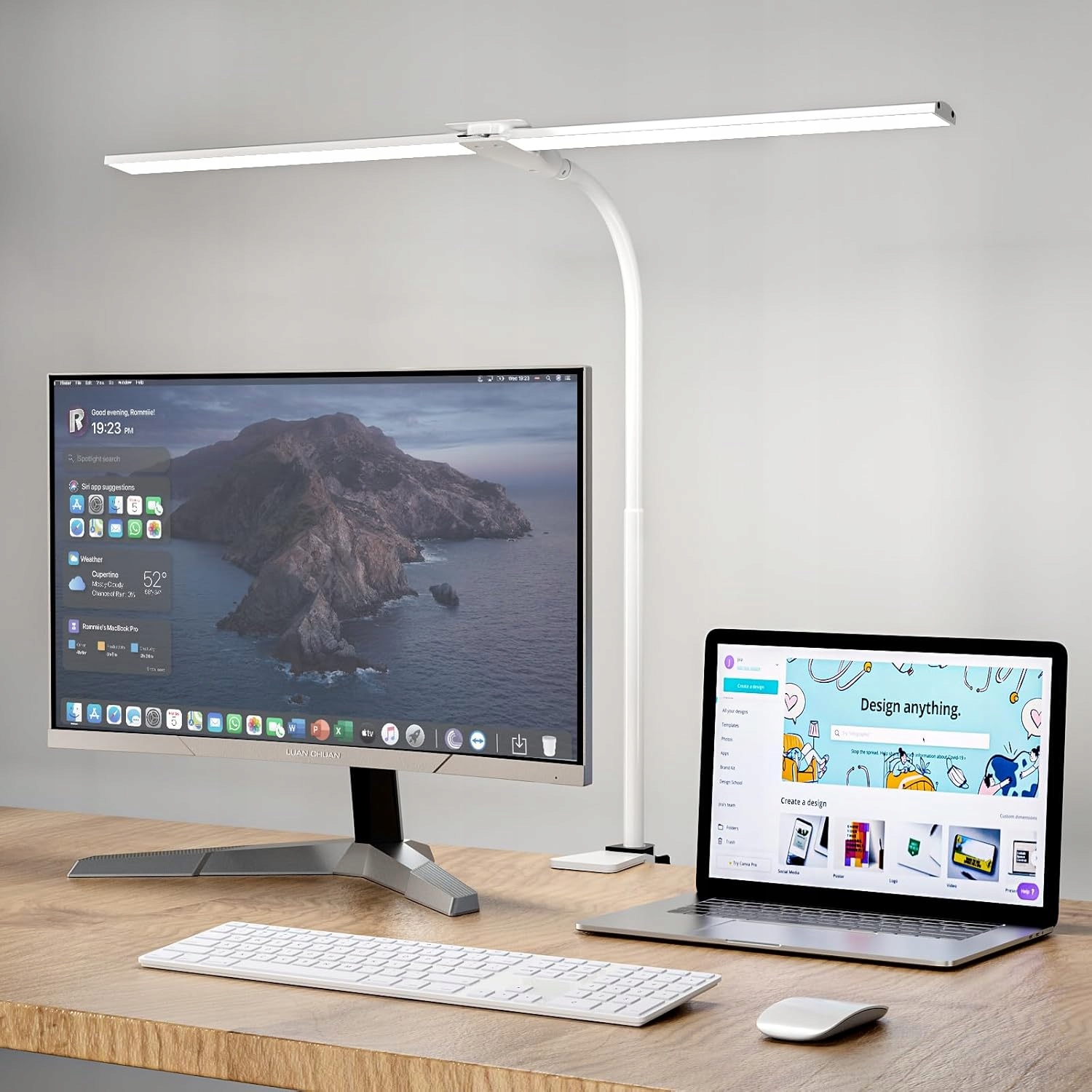 Hensam Doppel-led-schreibtischlampe – Verstellbare Touch-funktion, 5 Farben, 80 Cm