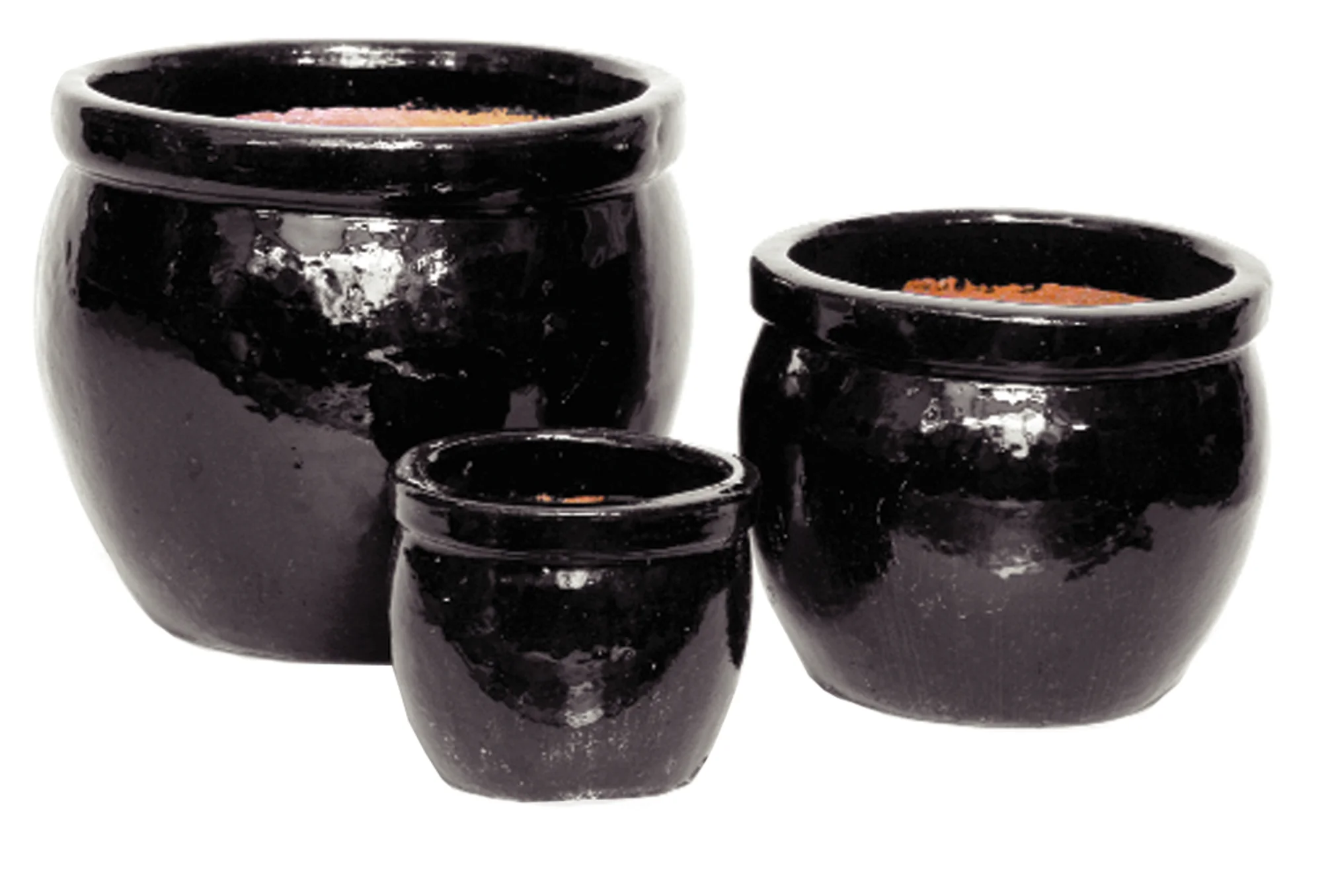 Glasierte Delta-blumentöpfe, Glänzend Schwarz, Durchmesser 28 Cm X 24 Cm