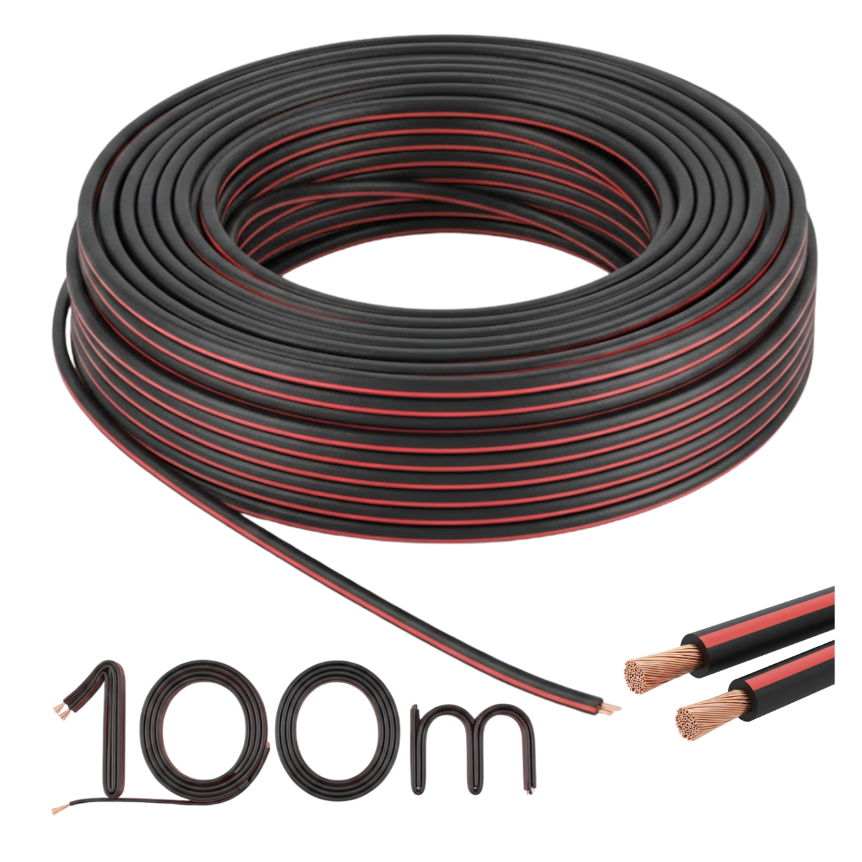 Led-streifenkabel 2 X 0,5 Mm, 100 M Rolle, Zweiadrige Lautsprecherkabelspule