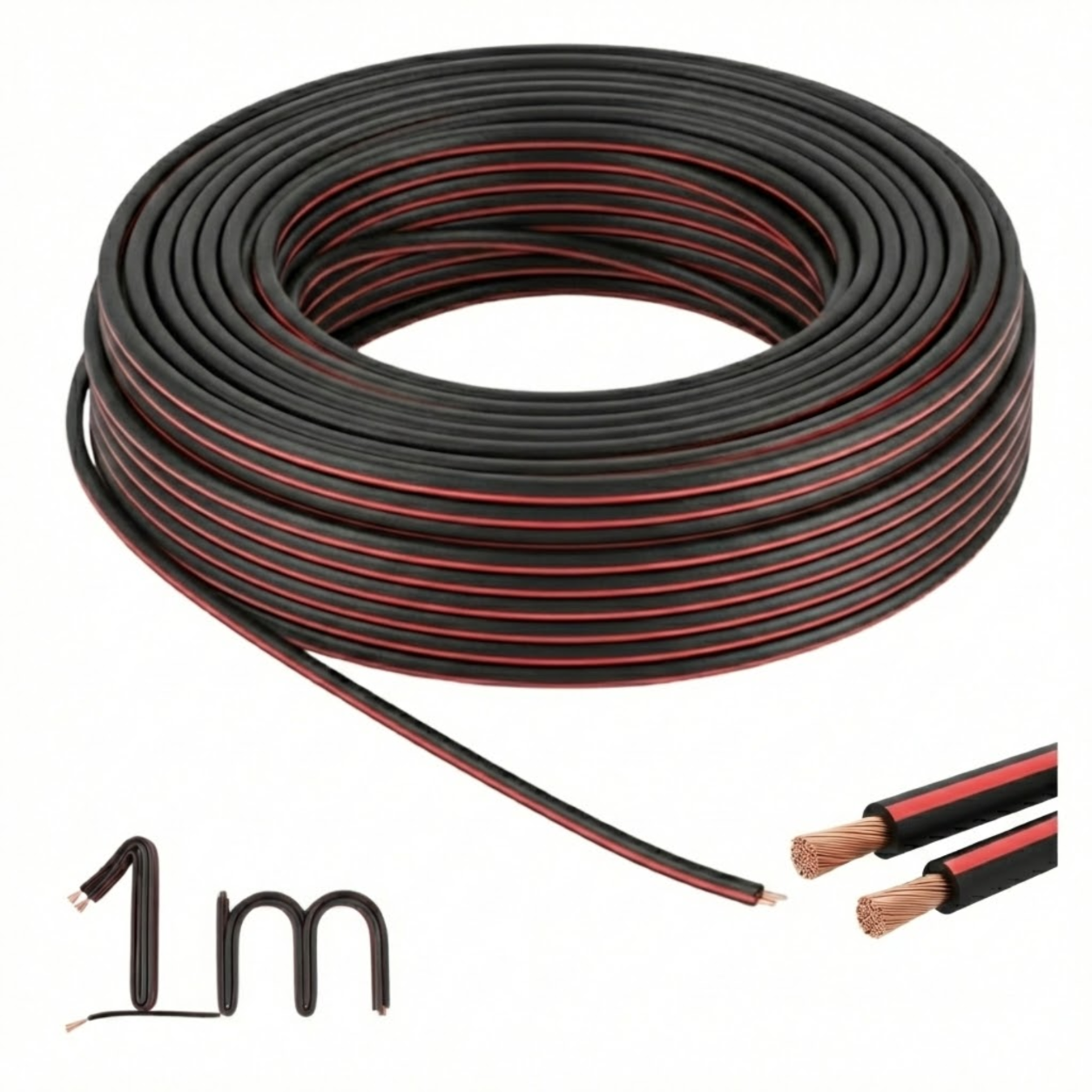 Led-streifenkabel 2 X 0,5 Mm, Länge 1 M, Zweiadrige Lautsprecherkabelspule