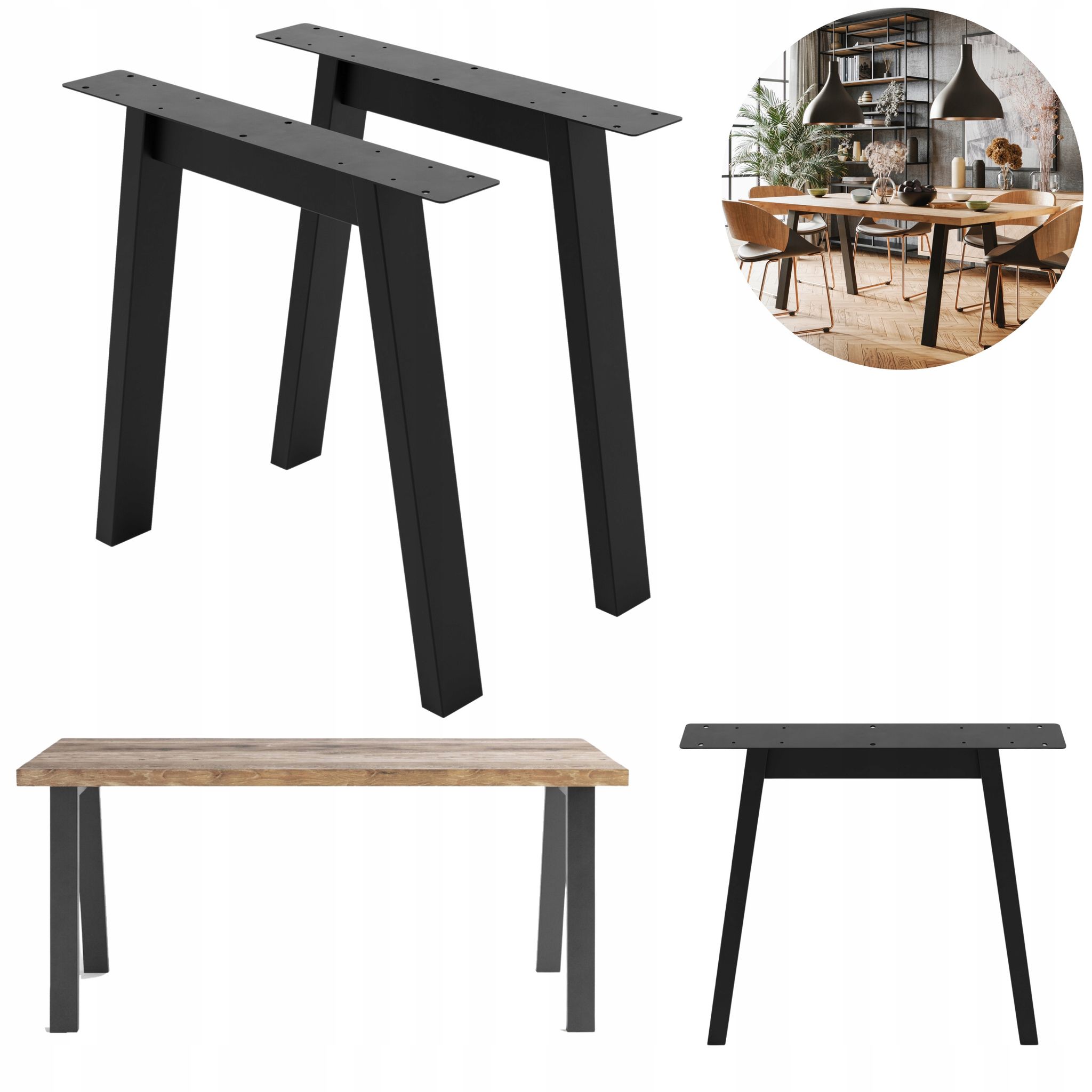 Loft Industrial Schreibtisch-tischbeine, 2 Stück, Schwarz, 72 Cm