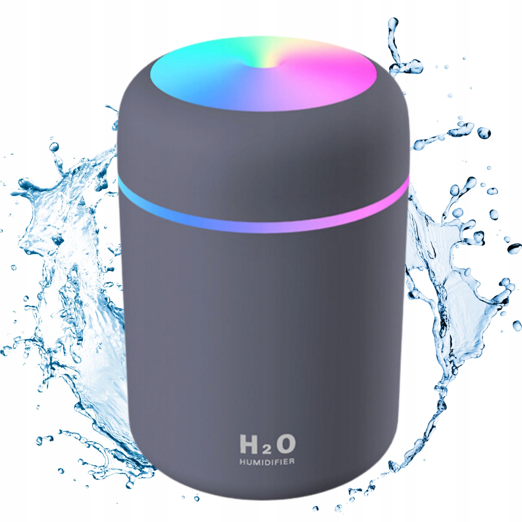 Luftbefeuchter Mit Aromadiffusor, H2o-led-lampe, Rgb-schwarz