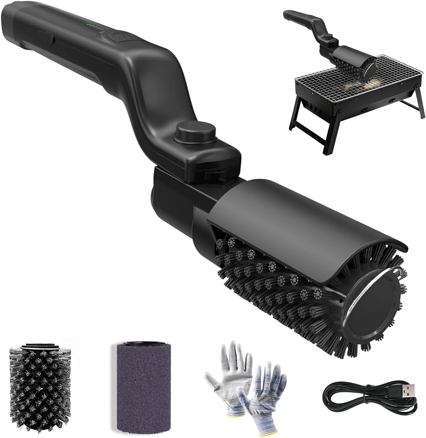 Brosse Électrique Pour Barbecue, Rechargeable, 3 Vitesses, Tête De Brosse En Acier Inoxydable Orientable À 180° - Idéale Pour Le Camping En Plein Air