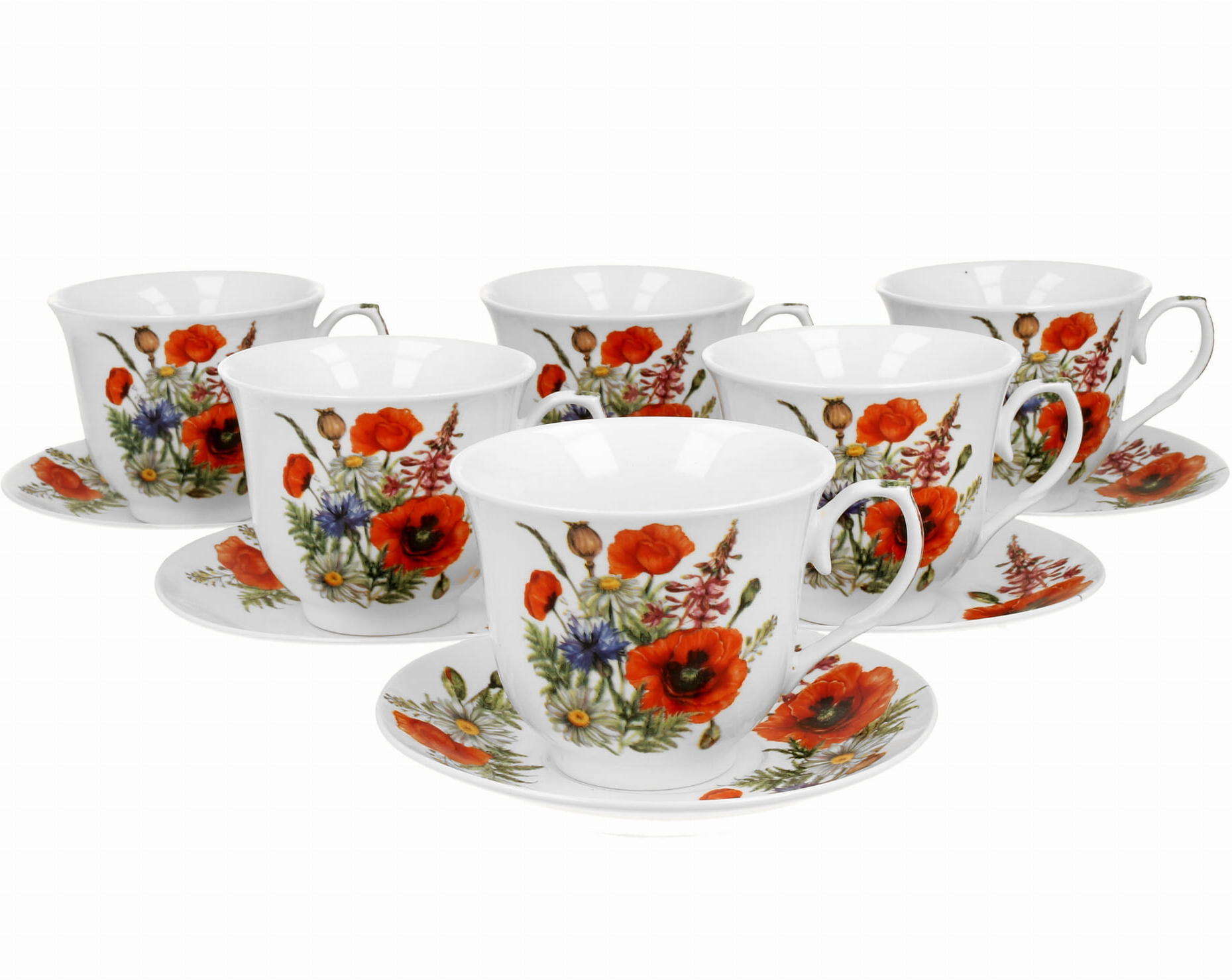 Set Mit 6 Tassen Und Untertassen Der Serie Poppy Garden