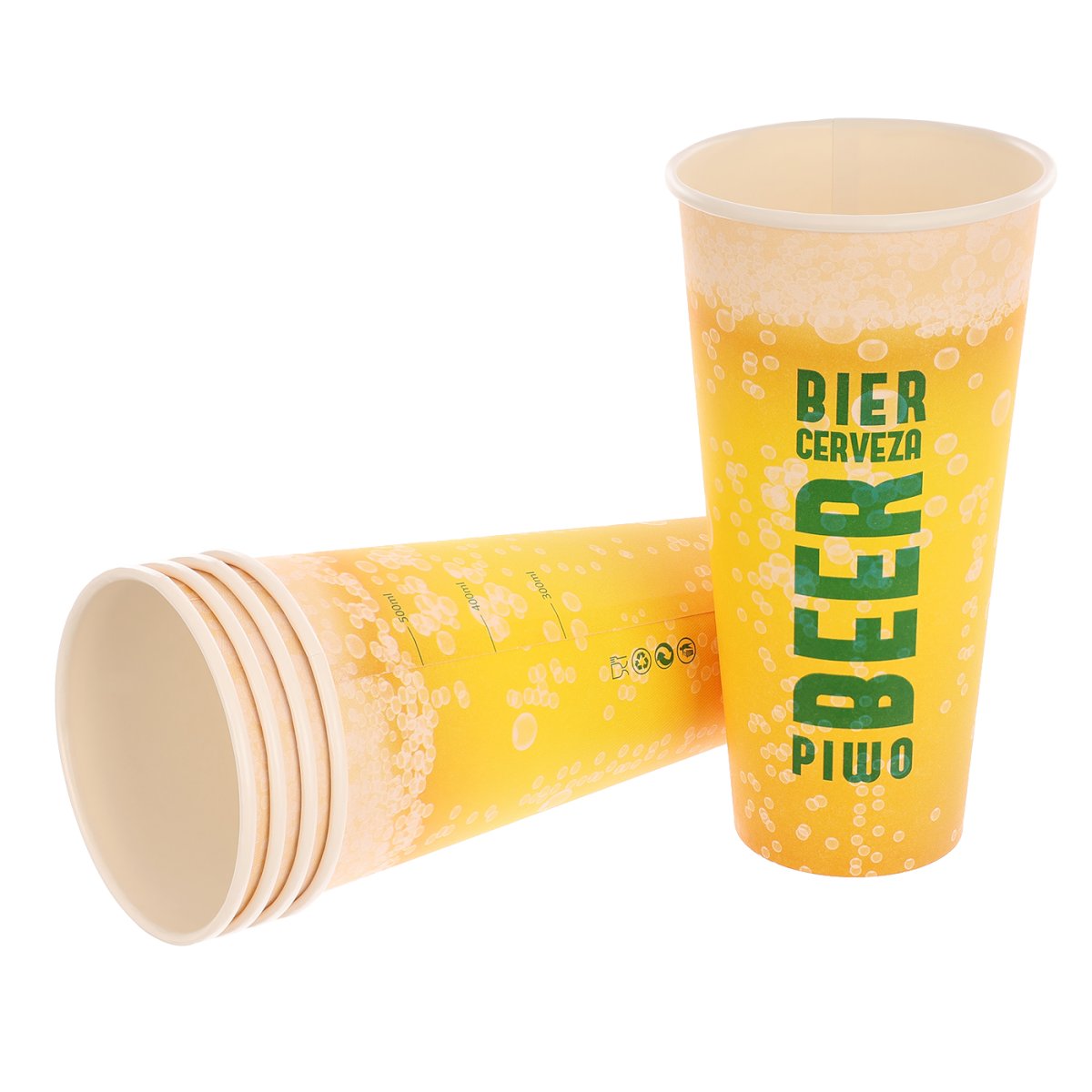 500ml Pappbecher Für Bier, 0% Plastik/kostenlos, Sup, Eco, 50 Stück.