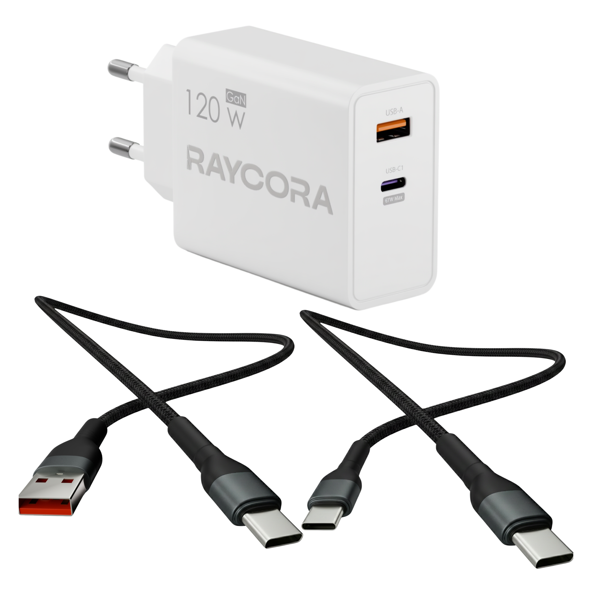 Schnellladegerät Mit Usb-c Und Usb-a-anschluss, 120 W, Universalnetzteil + 2 M Kabel (set)