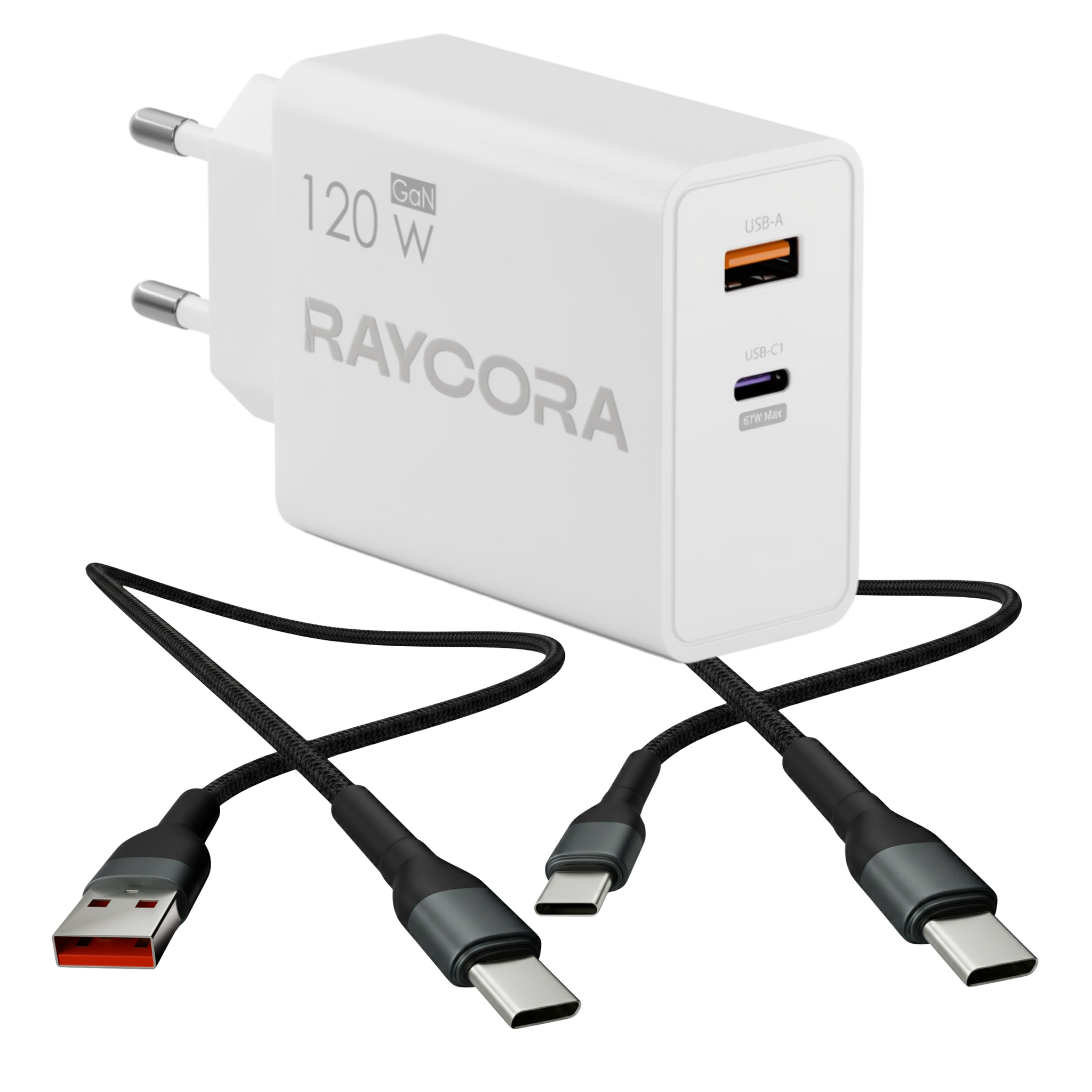 Schnellladegerät Mit Usb-c Und Usb-a-anschluss, 120 W, Universalnetzteil + 1 M Kabel