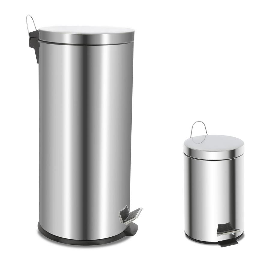 Abfalleimer-set Für Zuhause – 30 L, 3 L, Silber