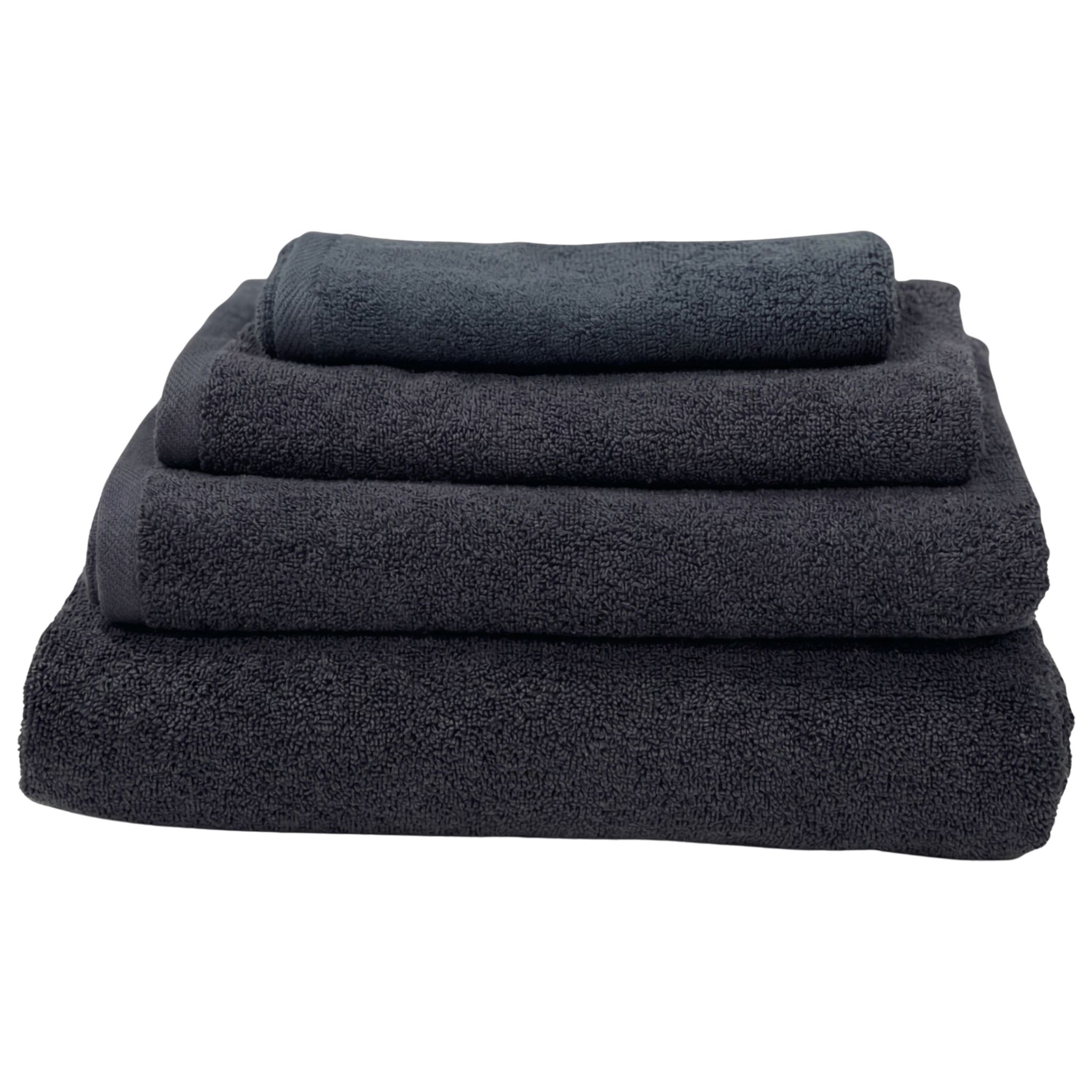 Set Mit 4 Badetüchern, 100 % Baumwolle, Marineblau, 30 X 70 Cm Und 100 X 150 Cm