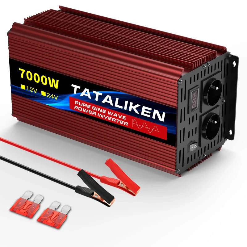 Tataliken 7000w Reiner Sinus‑wechselrichter, 12v Dc Auf 220v, Spannungswandler Für Camping, Wohnmobil Und Notstromversorgung