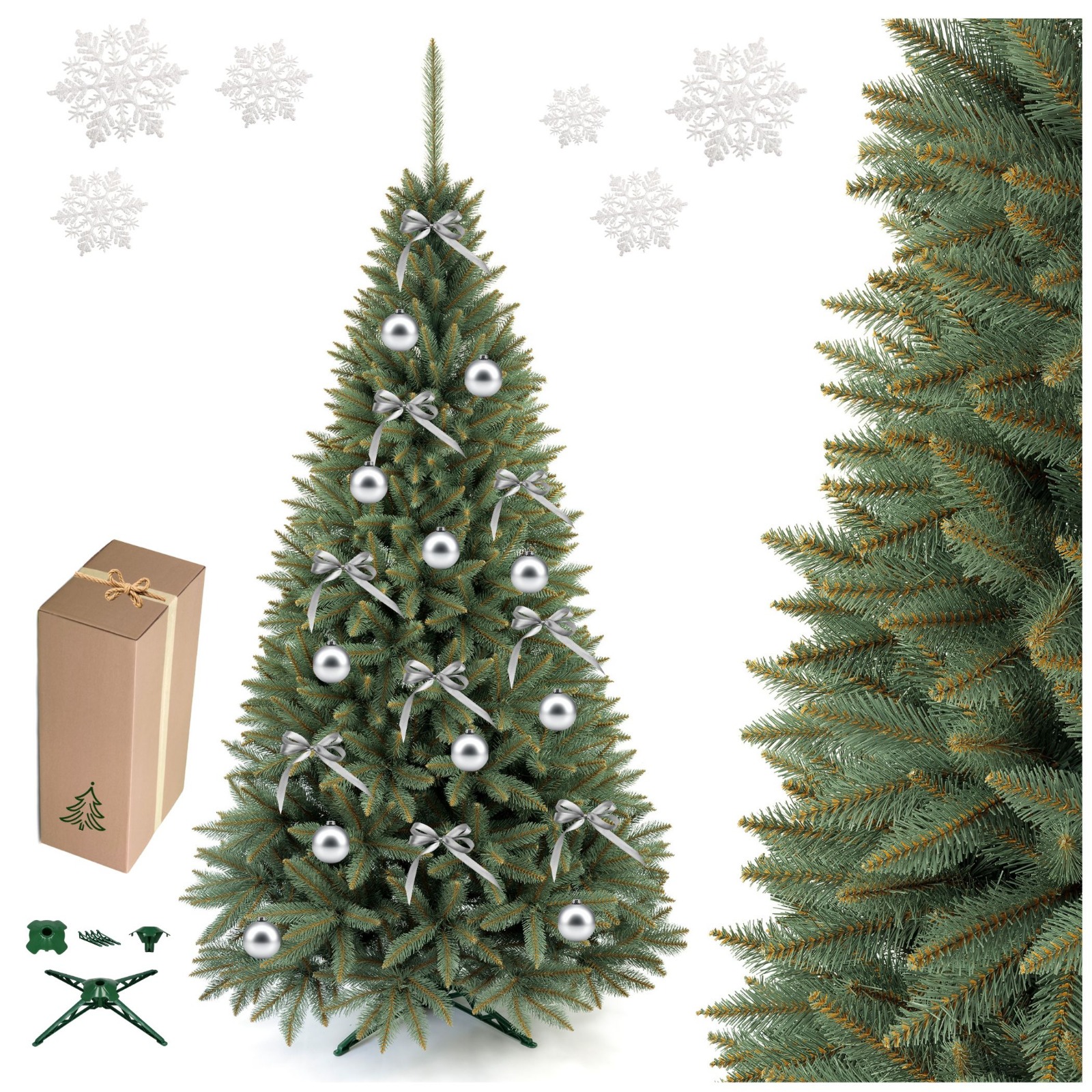 Weihnachtsbaum, Schöne, Dichte Silberfichte Mit Tannenzapfen, 250 Cm