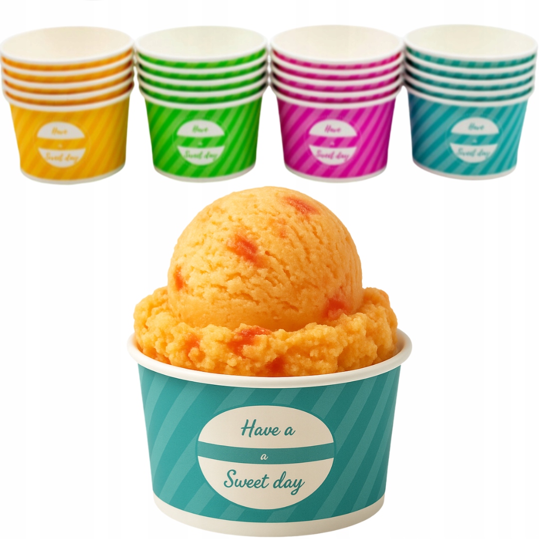 Eiscreme-papierschale 160 Ml, 50 Stück, Sweet Day-farbmischung, Ohne Sup