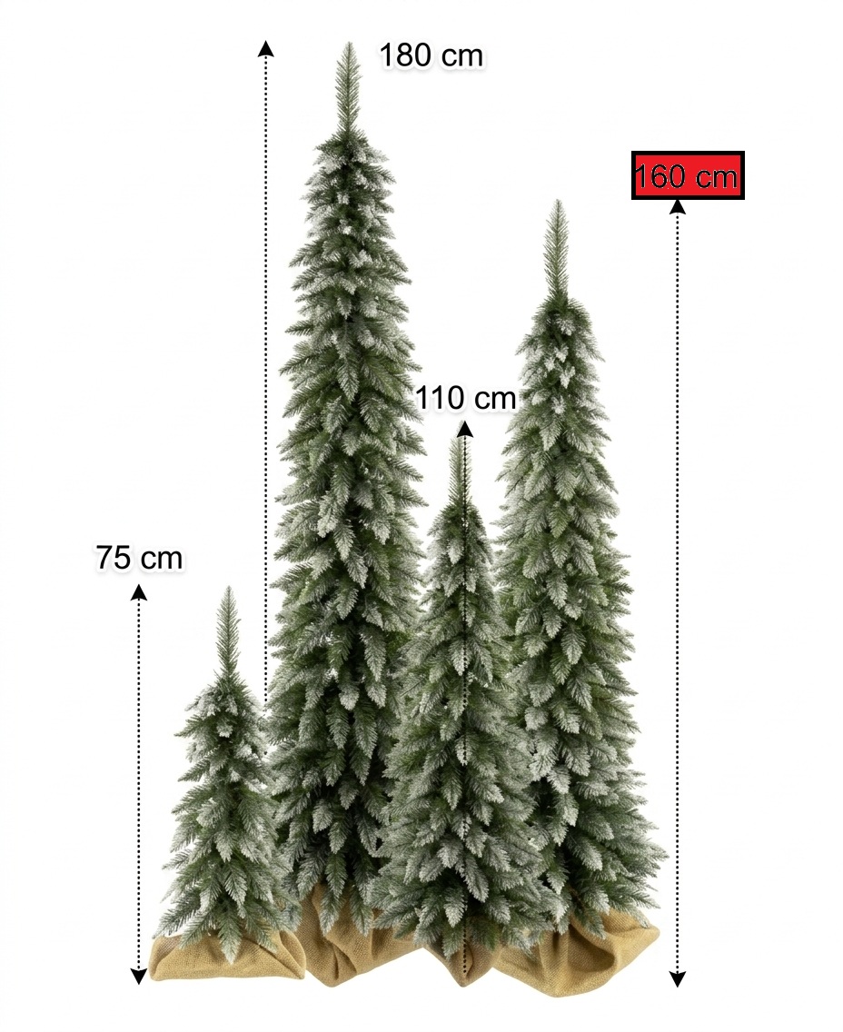 Schlanker Künstlicher Weihnachtsbaum, Tatra-fichte, Leicht Schneebedeckt, 160 Cm