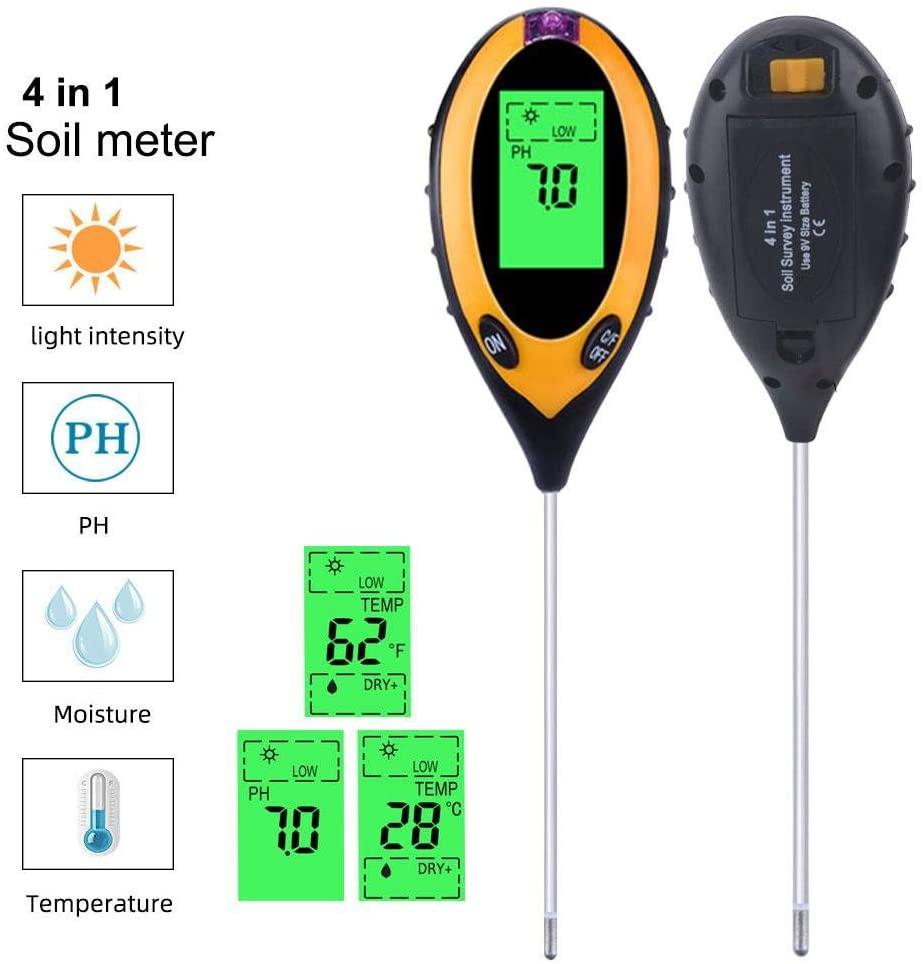 Ph-mètre Numérique 4 En 1 Pour Le Sol, L'Humidité, La Lumière Et La Température Du Sol (jaune)