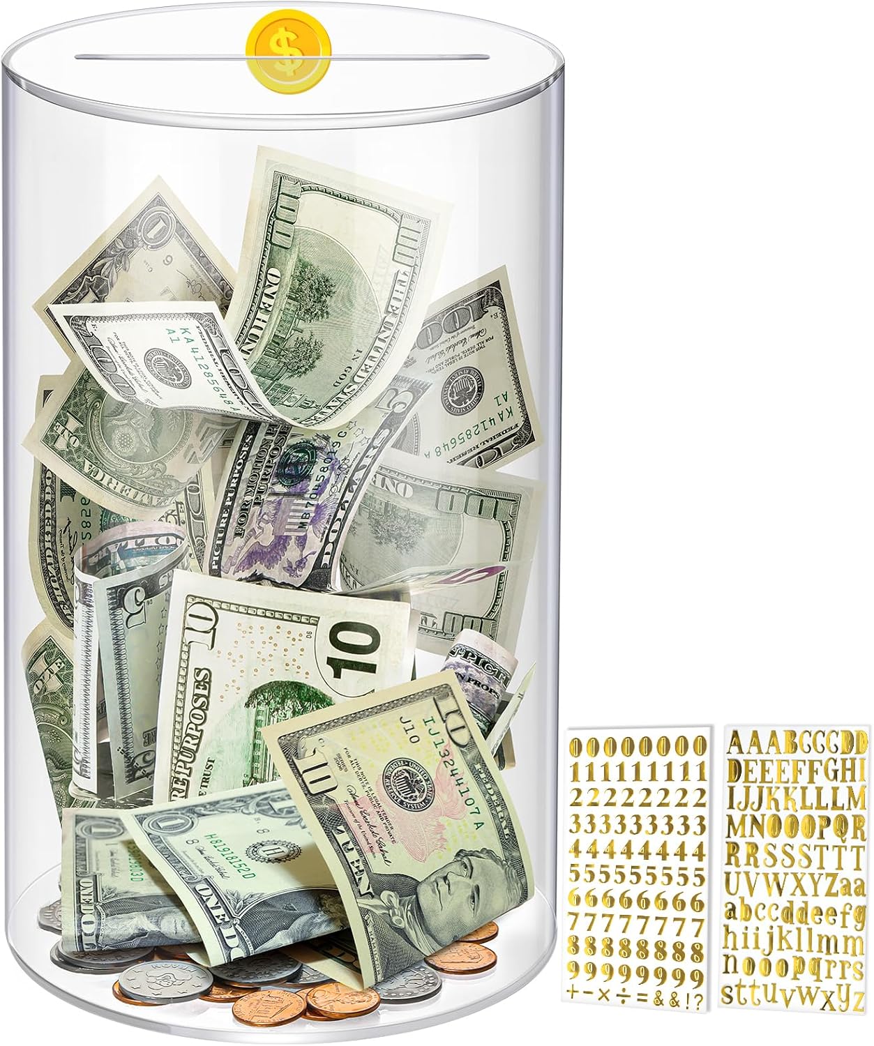 Tirelire Extra Large Pour Adultes Et Enfants, Tirelire Et Boîte À Monnaie Transparentes En Acrylique, Capacité De 4,1 Litres - Doit Être Écrasée Pour Être Ouverte (1525,5 Cm)