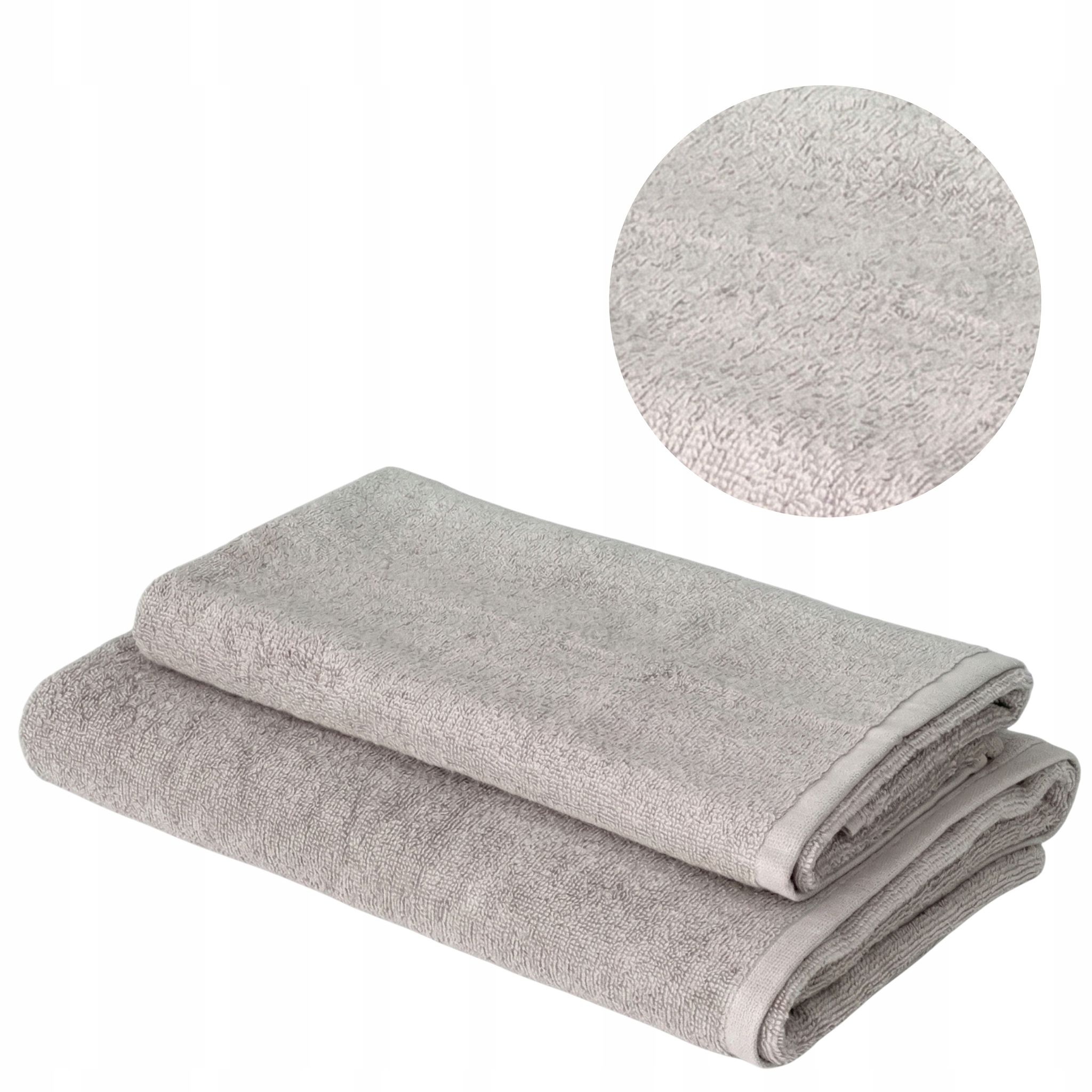 2er-set Beigefarbene Baumwoll-badetücher, 70x140 Cm Und 50x90 Cm