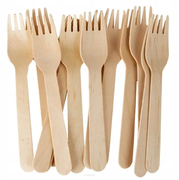 Bio-holzgabeln, Ökologisch, Eko, Plastikfrei, 160 Mm, 100 Stück.