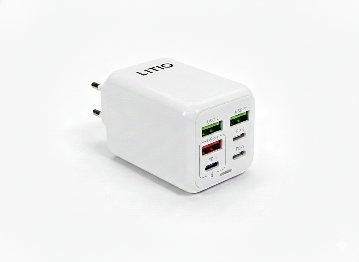 6-in-1 Turbo-schnellladegerät 150 W, Universal-netzstecker, Leistungsstark, Weiß