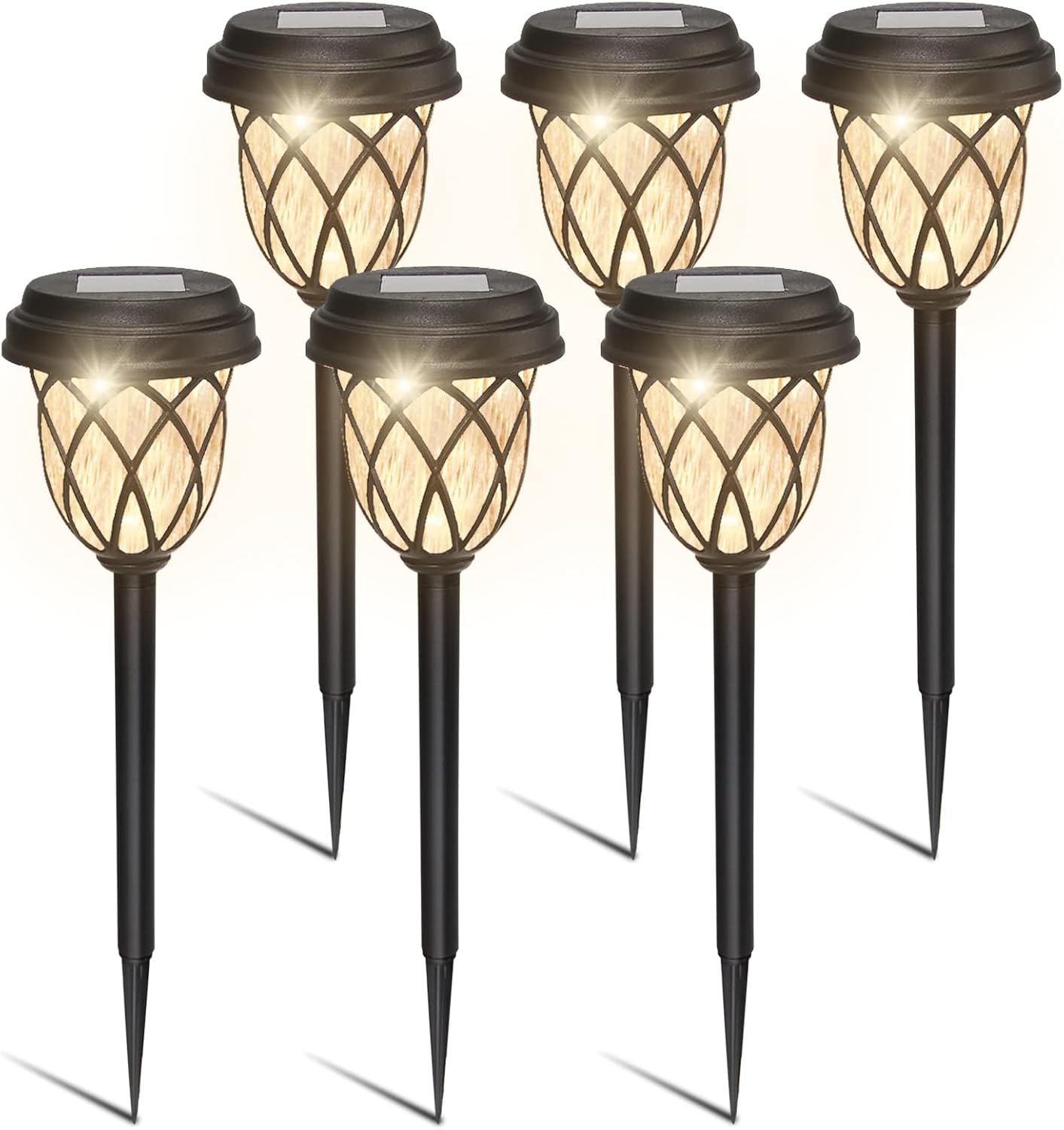 Lot De 6 Lampes Solaires De Jardin Étanches À Led, Pour L'Extérieur.