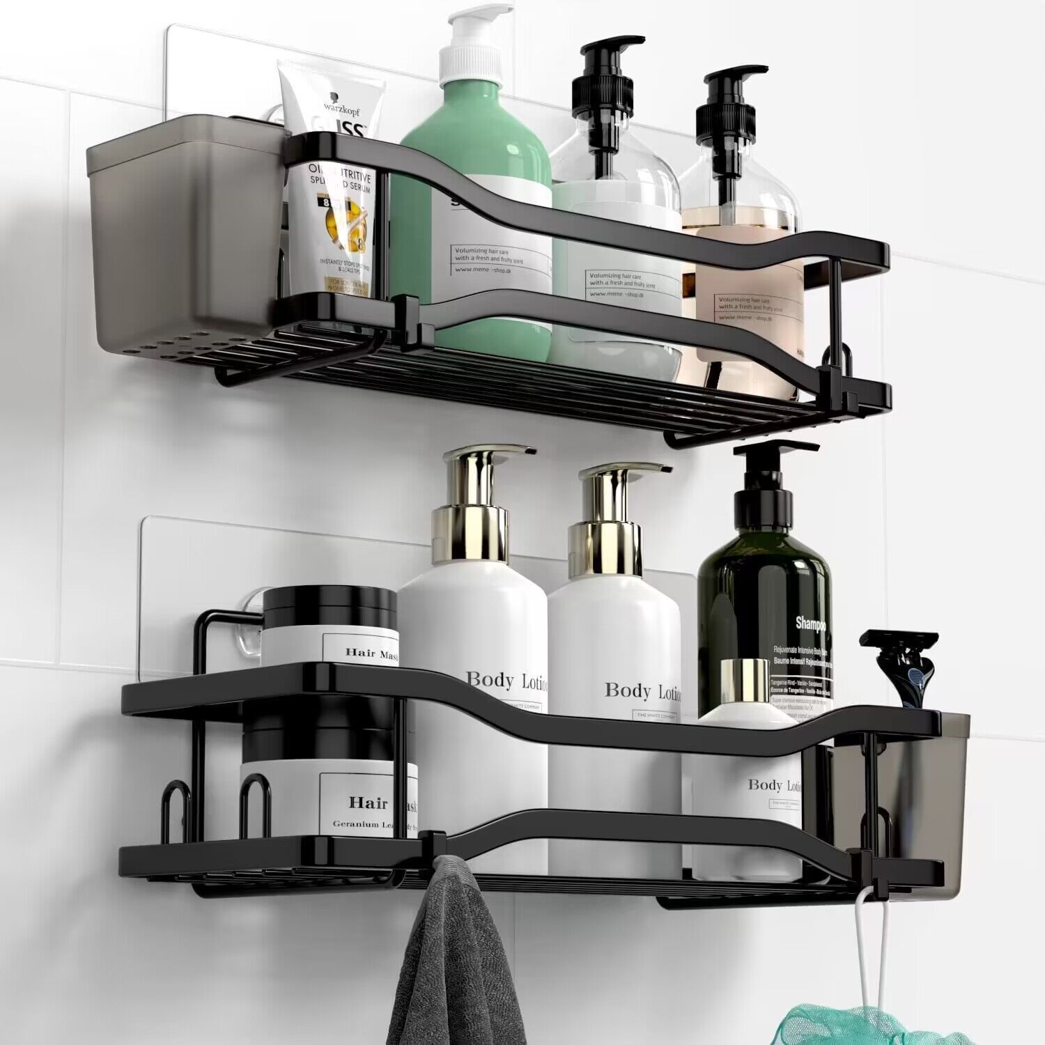 Ensemble De 2 Panneaux Adhésifs Pour Cabine De Douche, Étagère De Douche, Sans Perçage - Parfait