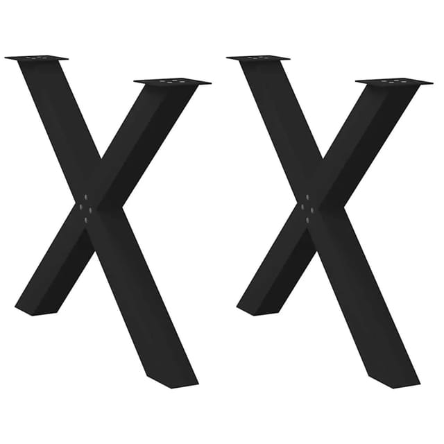 vidaXL Esstischbeine X-Form 2 Stk Schwarz 90x72-73 cm Stahl 4012984
