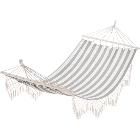 Outsunny – Baumwollhängematte 200 X 100 Cm – Max. Belastung 150 Kg – Faltbar Mit Befestigungsschlaufen – Ideal Für Camping Und Garten