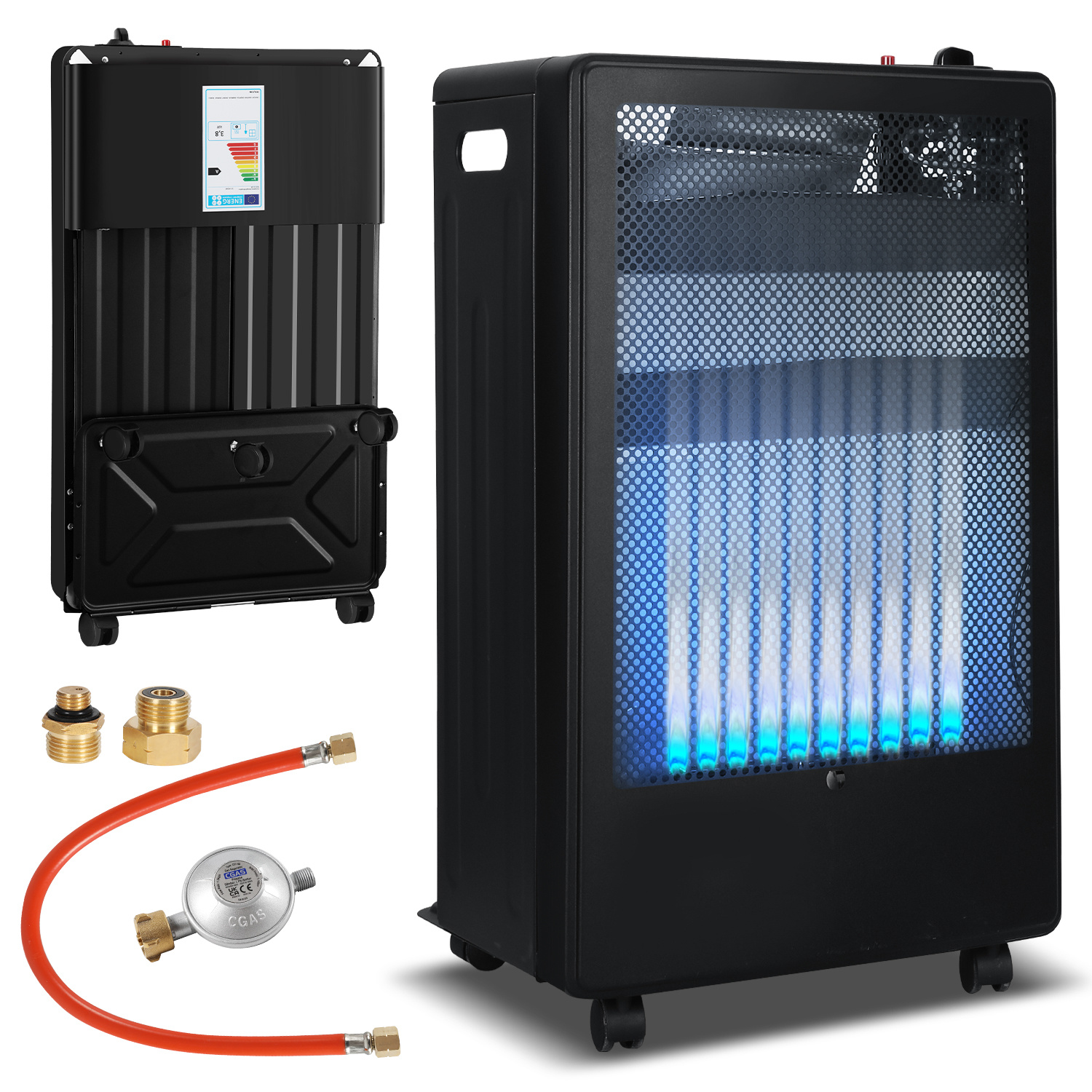 Randaco Gasheizung 3,8 Kw Mit Blue Flame, 2 Heizstufen Und 2 Adaptern
