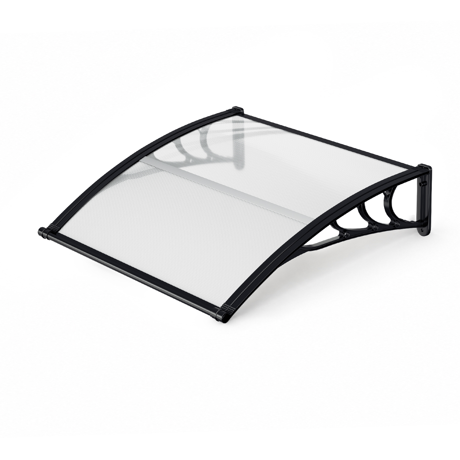 Randaco Vordach Haustür Mit Regenrinne 120 X 100 Cm, Türüberdachung Aus Polycarbonat, Schwarz/transparent, Regenschutz Für Eingang