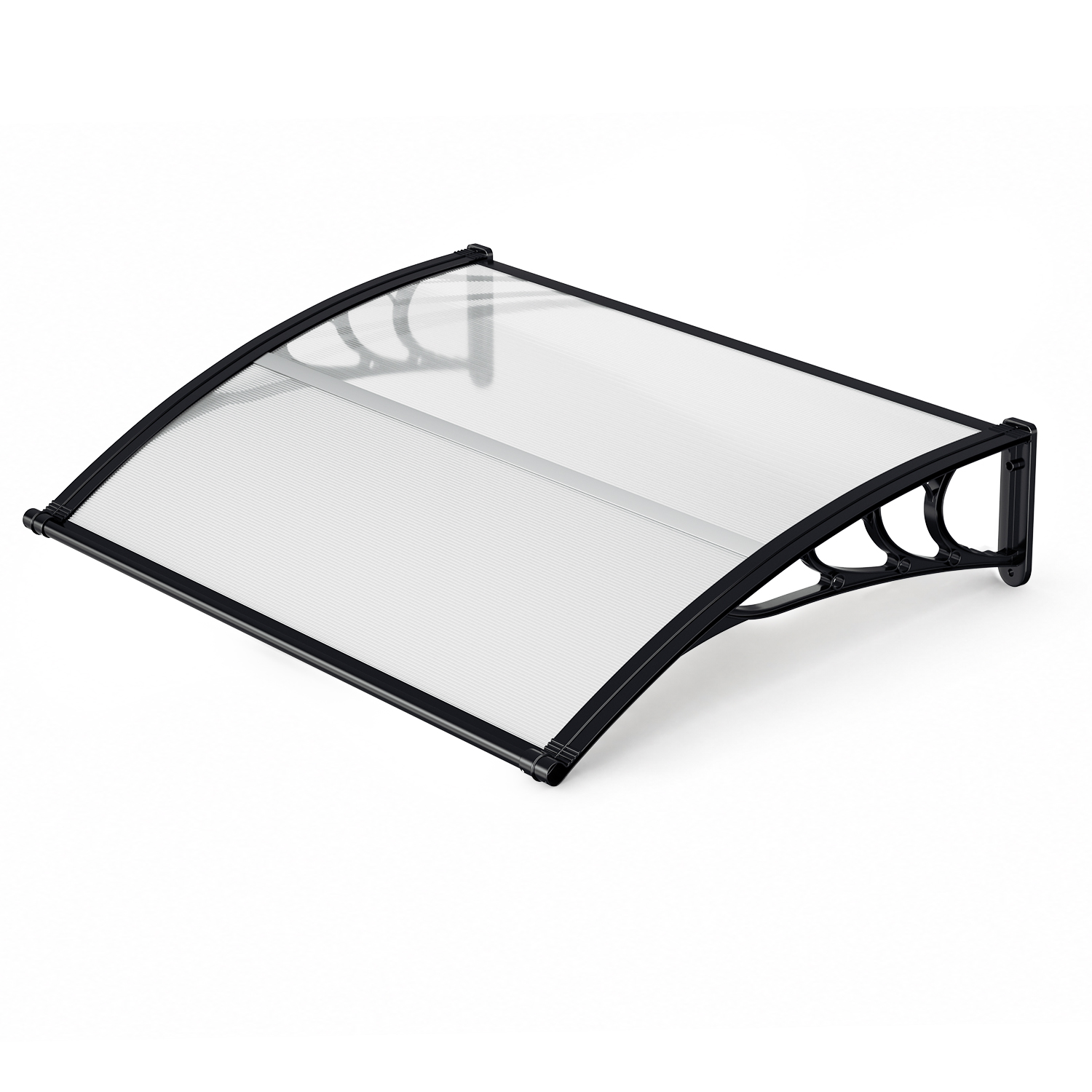 Randaco Vordach Haustür Mit Regenrinne 150 X 100 Cm, Türüberdachung Aus Polycarbonat, Schwarz/transparent, Regenschutz Für Eingang
