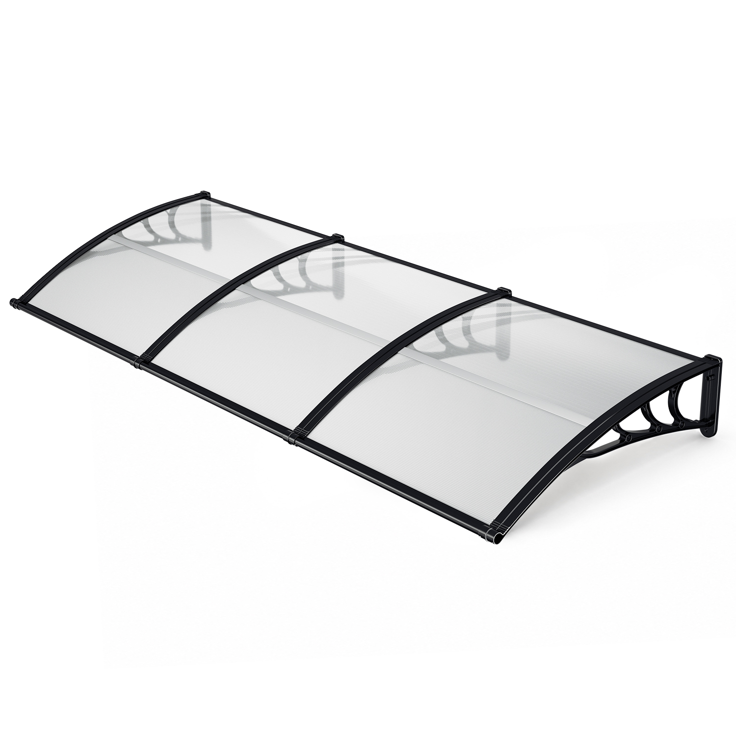 Randaco Vordach Haustür Mit Regenrinne 300 X 100 Cm, Türüberdachung Aus Polycarbonat, Schwarz/transparent, Regenschutz Für Eingang