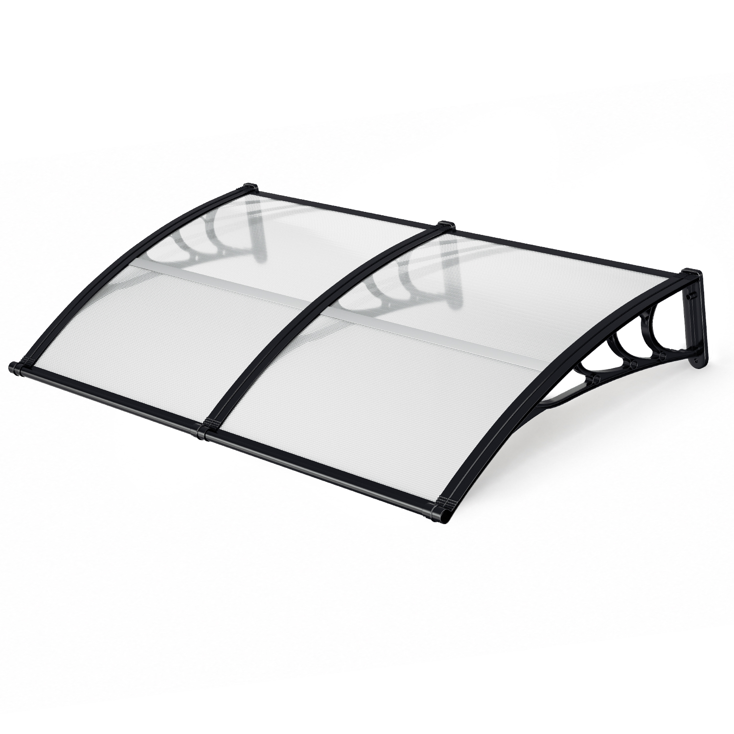 Randaco Vordach Haustür Mit Regenrinne 200 X 100 Cm, Türüberdachung Aus Polycarbonat, Schwarz/transparent, Regenschutz Für Eingang