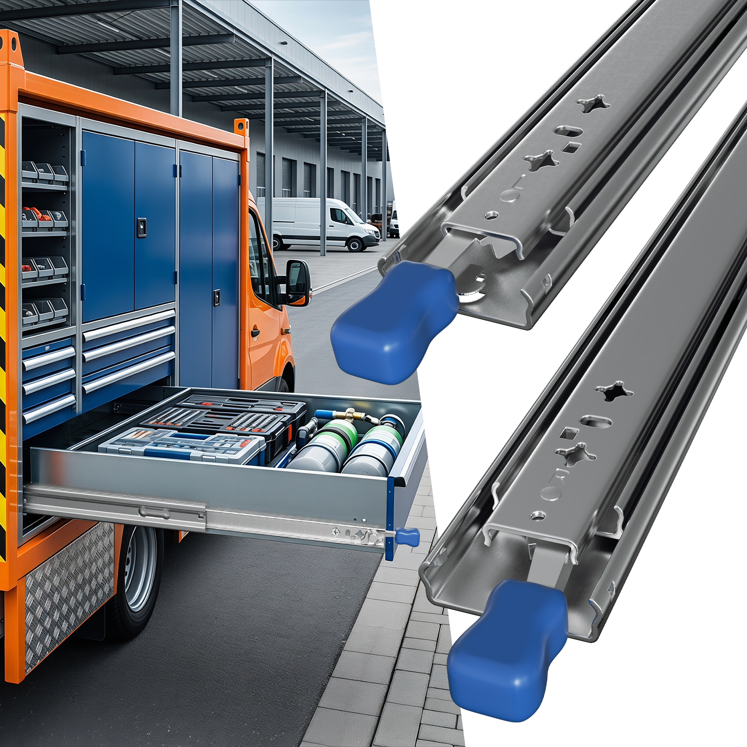 Randaco Schwerlast-schubladenschienen 400 Mm, 120 Kg, Vollauszug, Verriegelbar, 2 Stück