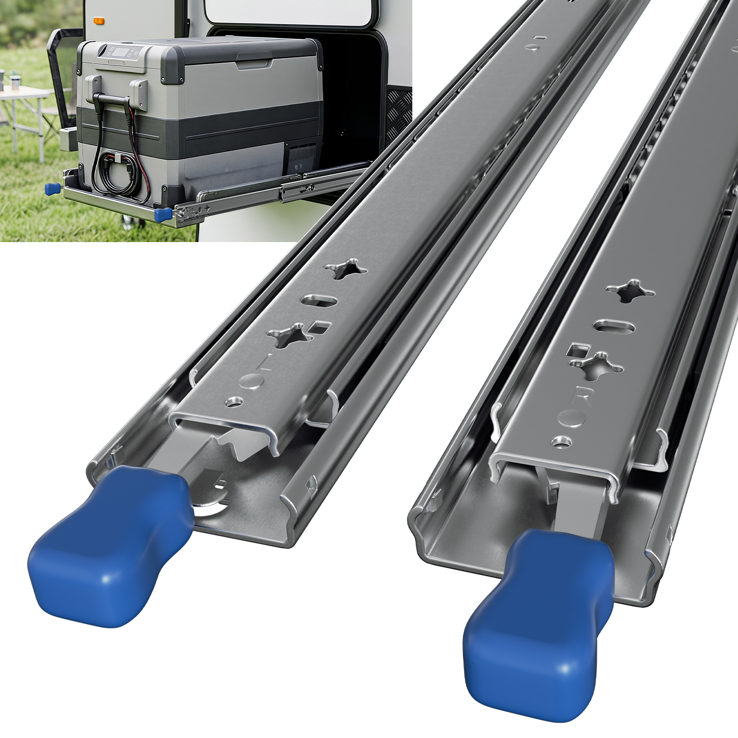 Randaco Schwerlast-schubladenschienen 700 Mm, 105 Kg, Vollauszug, Verriegelbar, 2 Stück