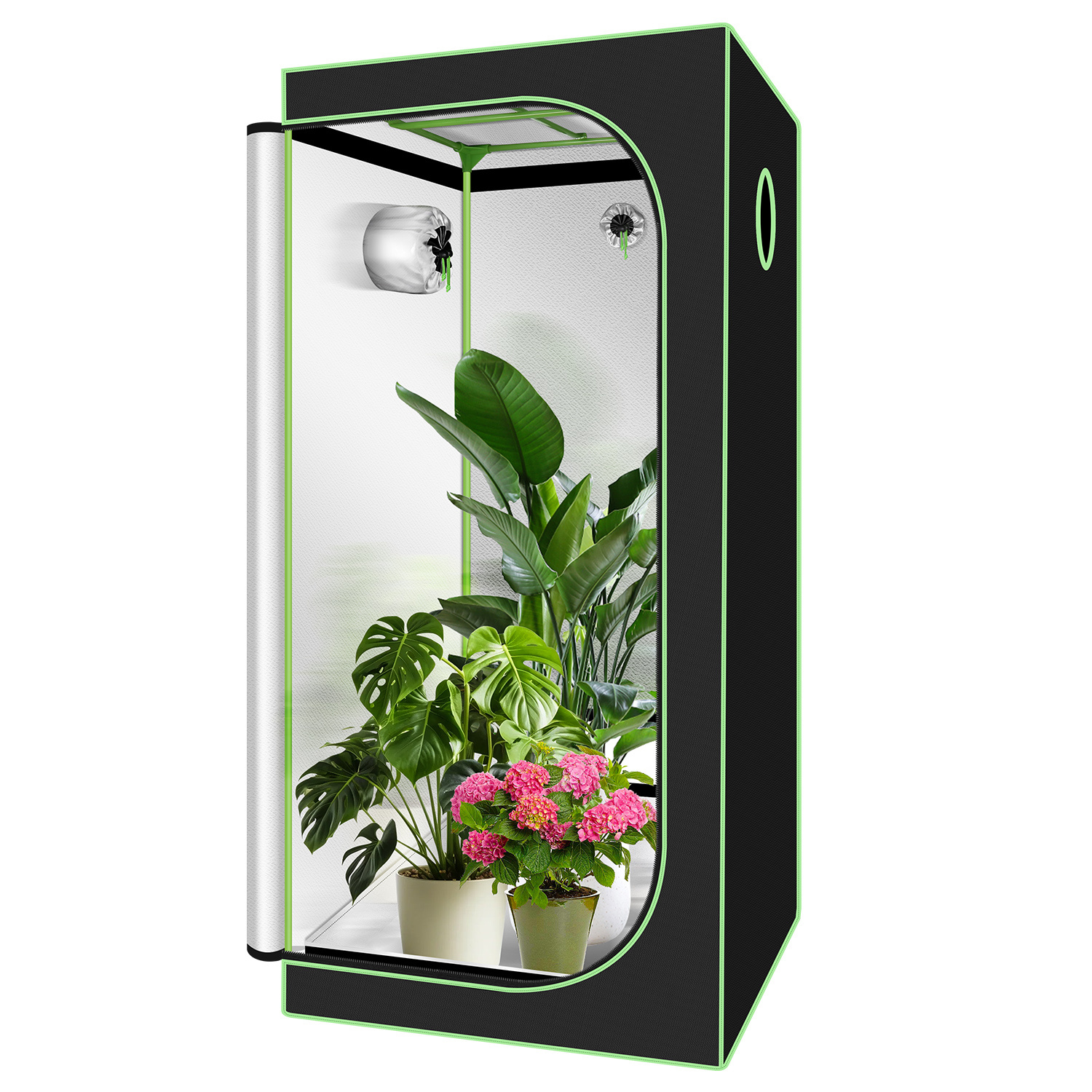 Randaco Growbox 80 X 80 X 180 Cm, Indoor Pflanzenzelt Aus 600d Oxford, Lichtdicht Und Reflektierend, Mit Sichtfenster Und Belüftung