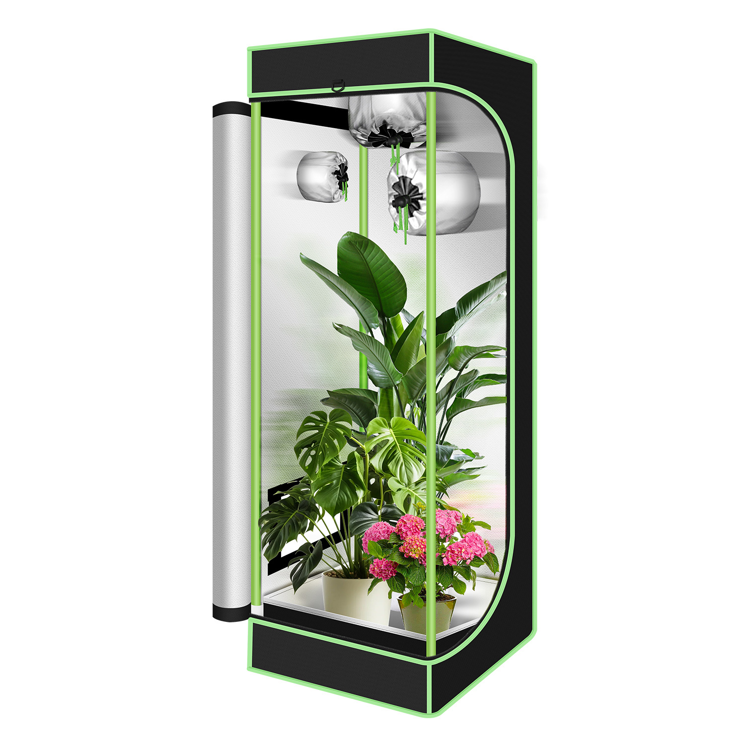 Randaco Growbox 40 X 40 X 120 Cm, Indoor Pflanzenzelt Aus 600d Oxford, Lichtdicht Und Reflektierend, Mit Sichtfenster Und Belüftung