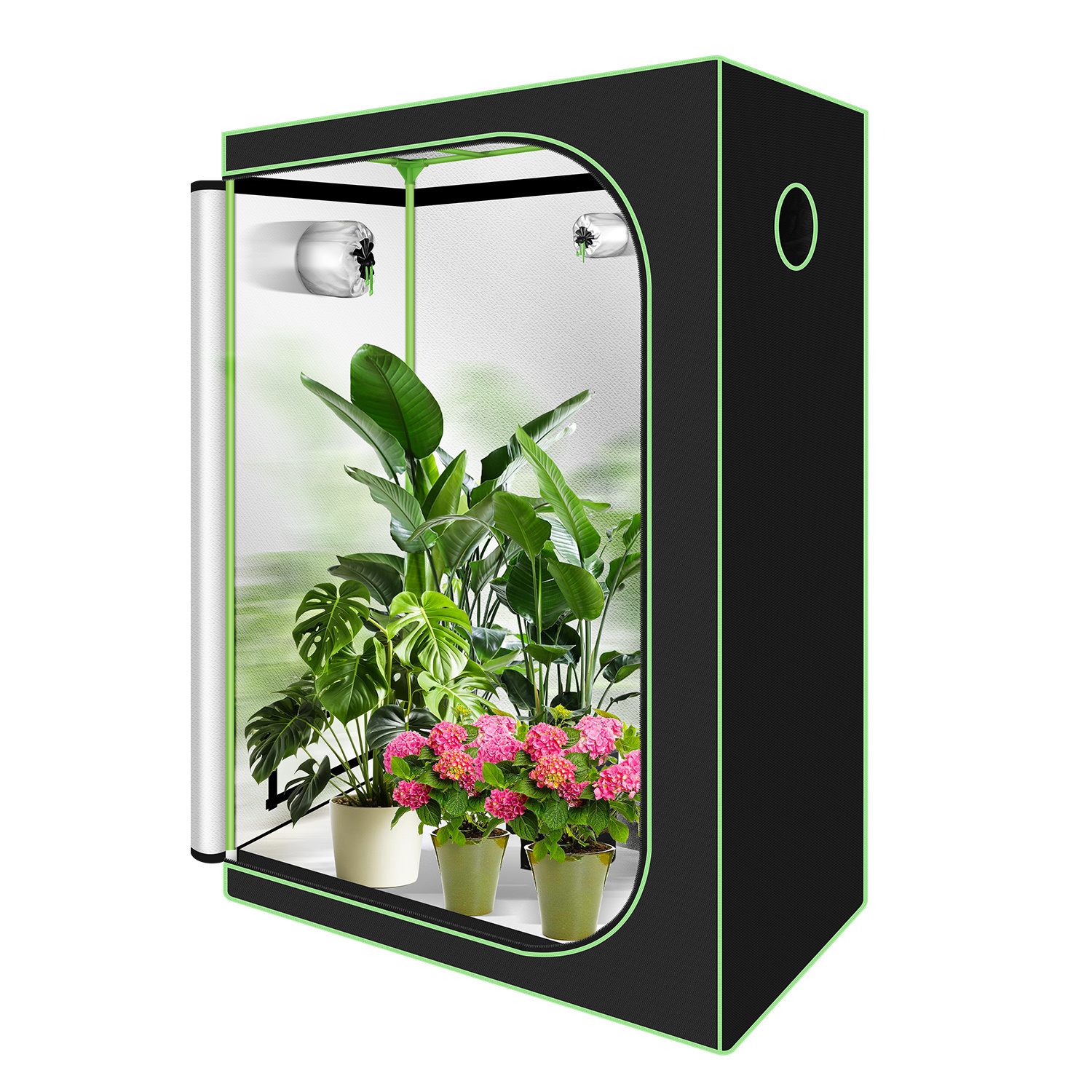 Randaco Growbox 120 X 60 X 180 Cm, Indoor Pflanzenzelt Aus 600d Oxford, Lichtdicht Und Reflektierend, Mit Sichtfenster Und Belüftung