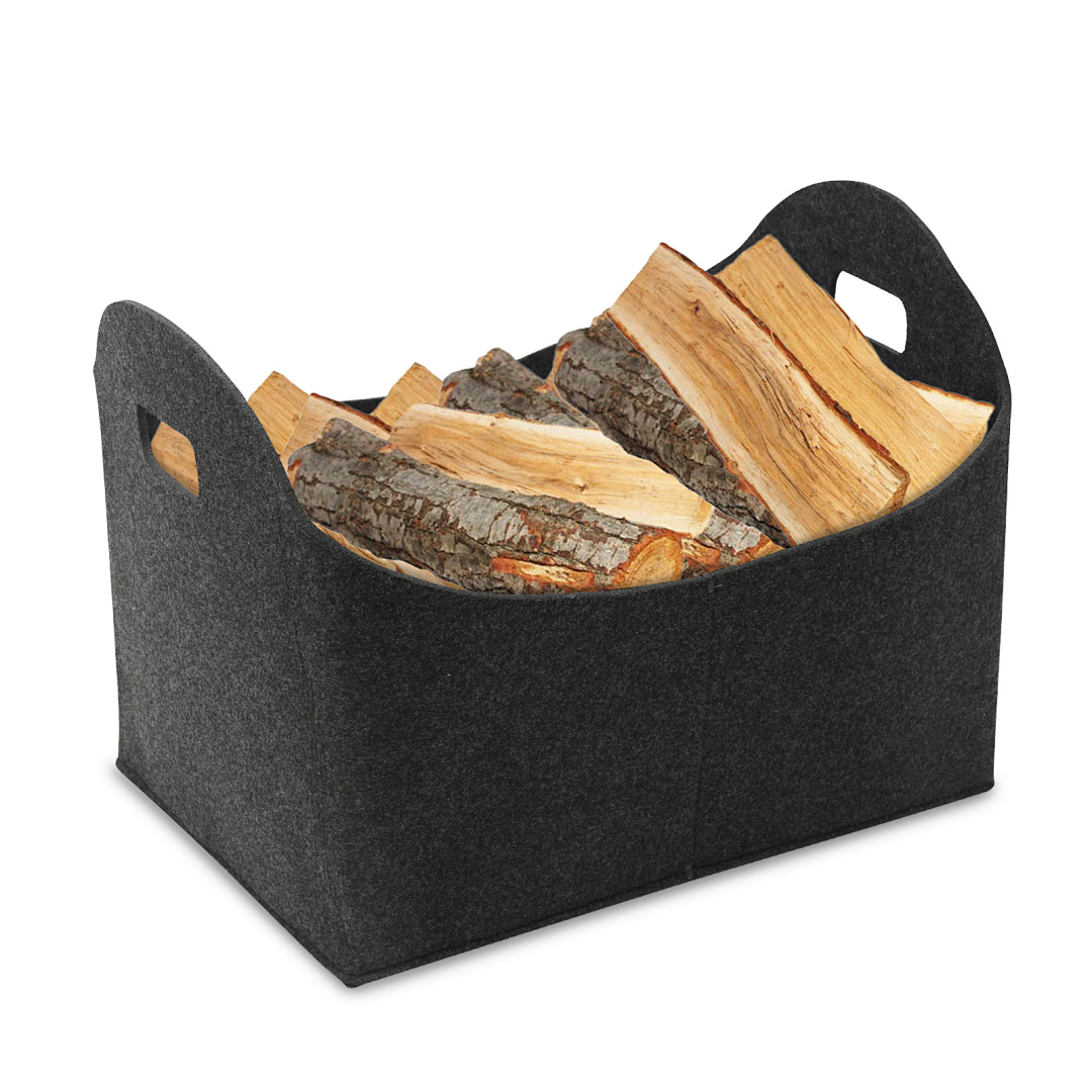 Randaco Faltbarer Filzkorb Für Kaminholz, 44 X 34 X 31 Cm, Dunkelgrau