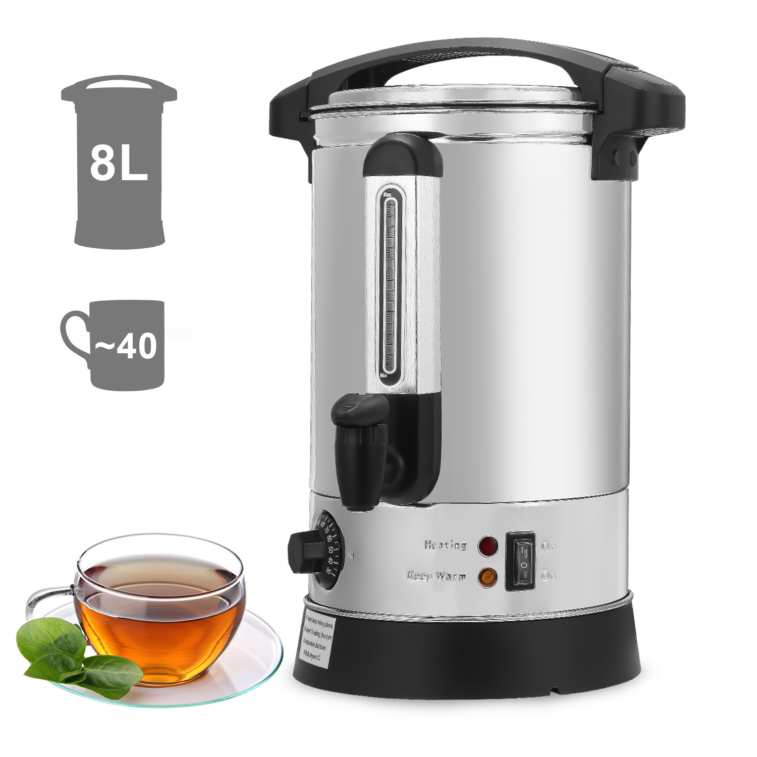 Randaco Glühweinkocher 8 L Edelstahl 304, 1500 W, 30–110 °c, Zapfhahn Und Abnehmbare Tropfschale