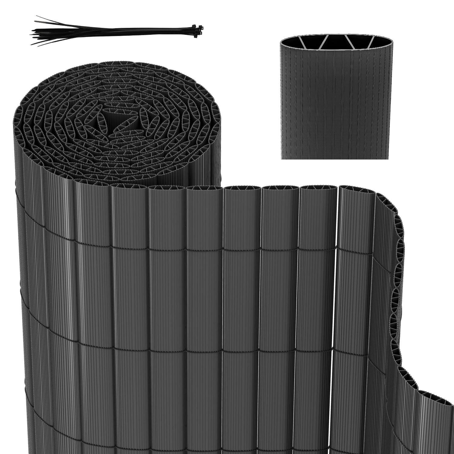 Randaco Sichtschutzmatte Pvc Sichtschutzzaun Anthrazit Windschutz Fur Garten Balkon Und Terrasse 140x400cm Stabile W-form
