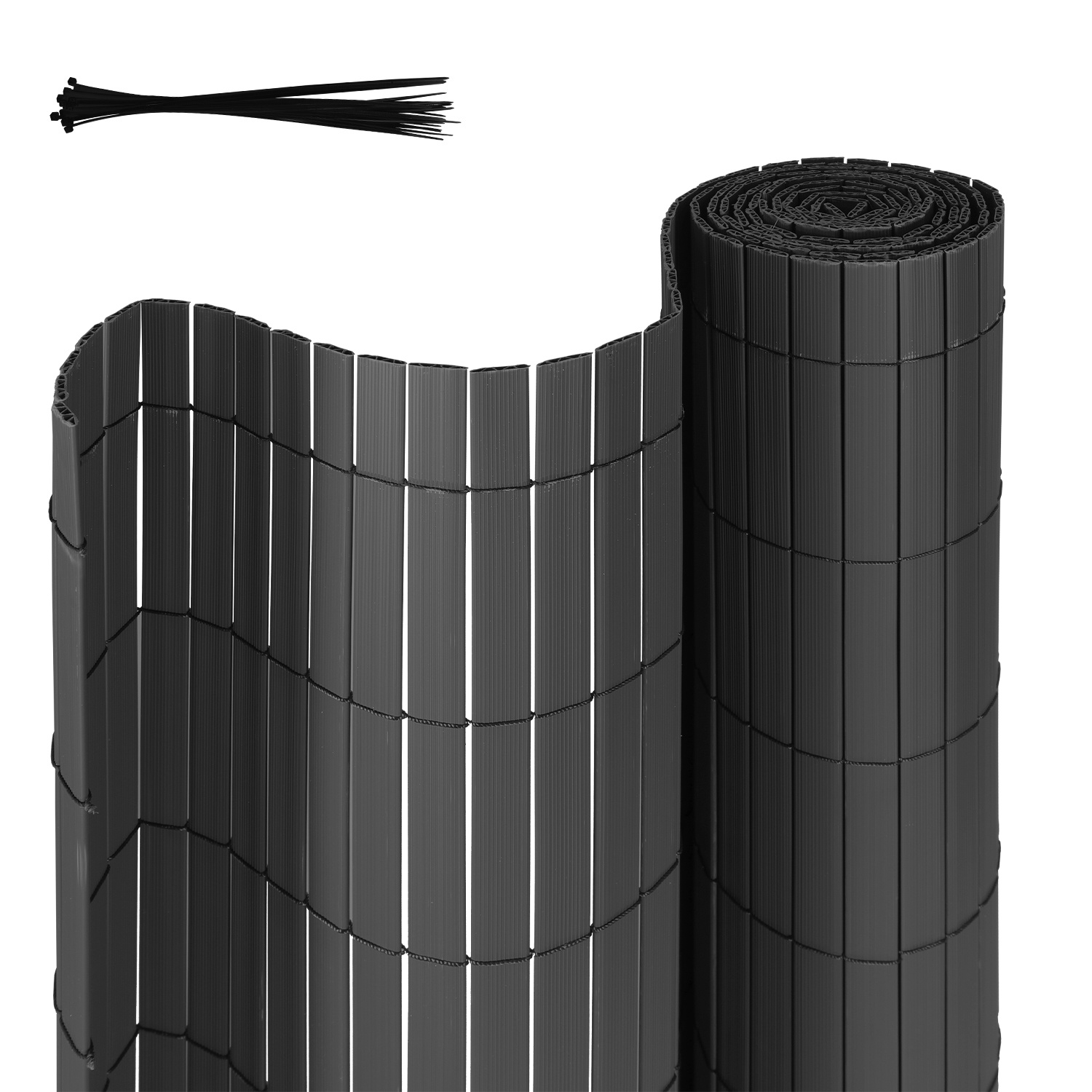 Randaco Sichtschutzmatte Pvc Sichtschutzzaun Anthrazit Windschutz Fur Garten Balkon Und Terrasse 120x500cm Stabile W-form