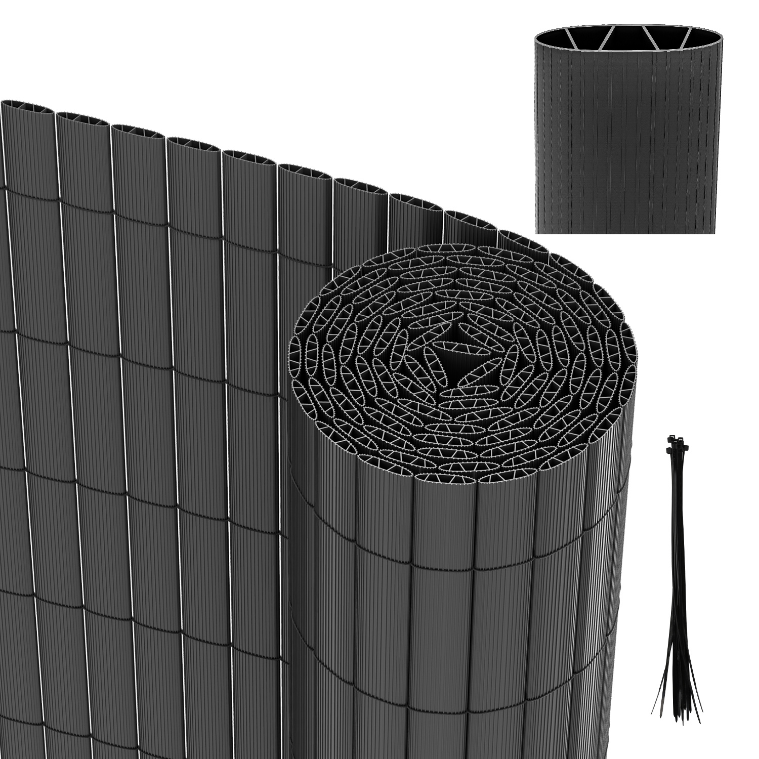 Randaco Sichtschutzmatte Pvc Sichtschutzzaun Anthrazit Windschutz Fur Garten Balkon Und Terrasse 160x300cm Stabile W-form