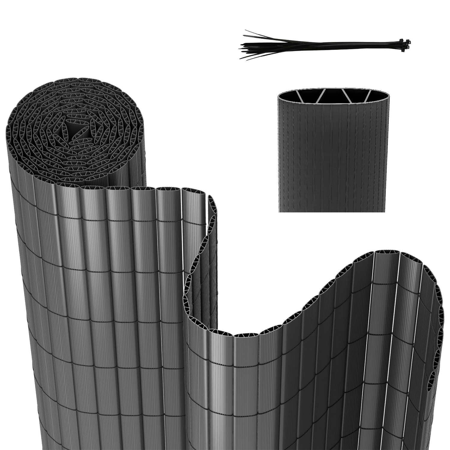 Randaco Sichtschutzmatte Pvc Sichtschutzzaun Anthrazit Windschutz Fur Garten Balkon Und Terrasse 140x500cm Stabile W-form