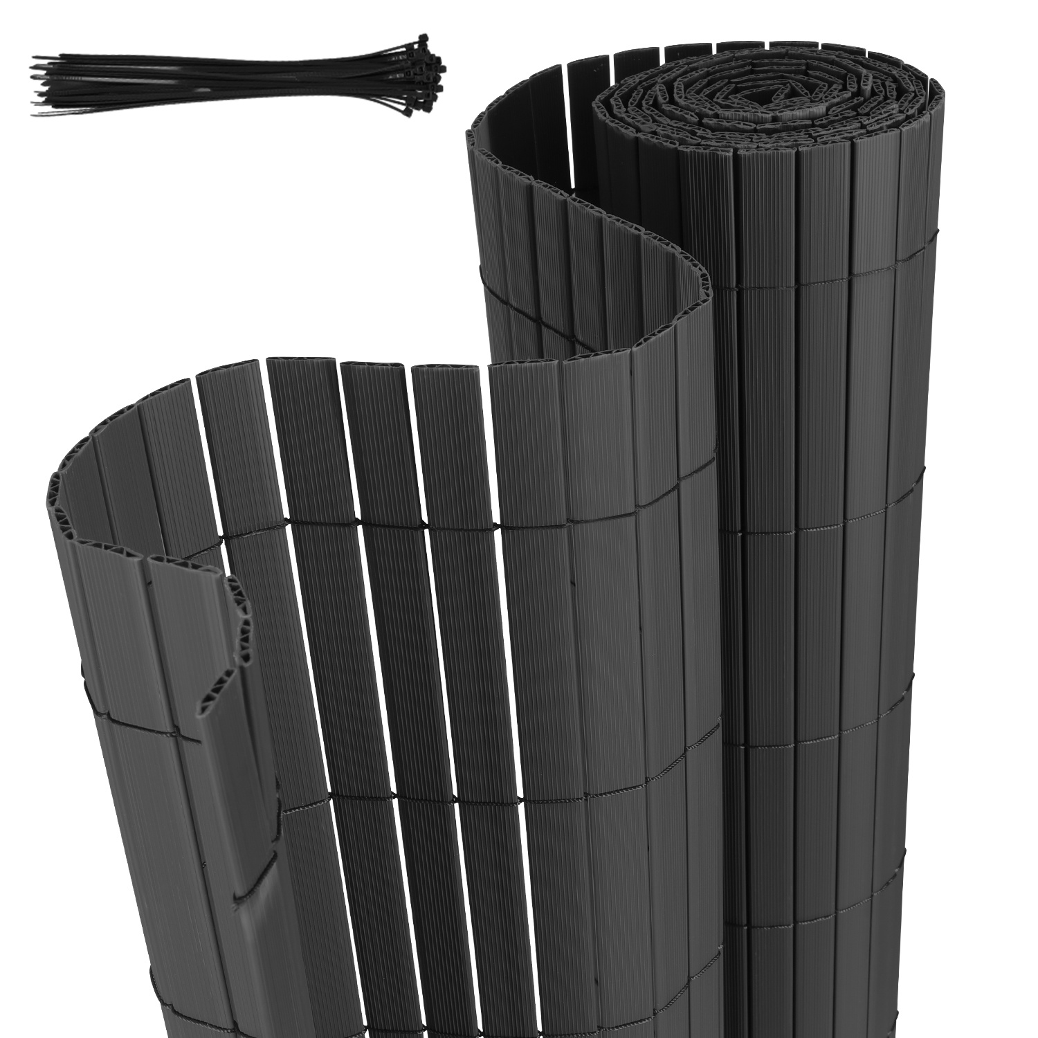 Randaco Sichtschutzmatte Pvc Sichtschutzzaun Anthrazit Windschutz Fur Garten Balkon Und Terrasse 160x400cm Stabile W-form
