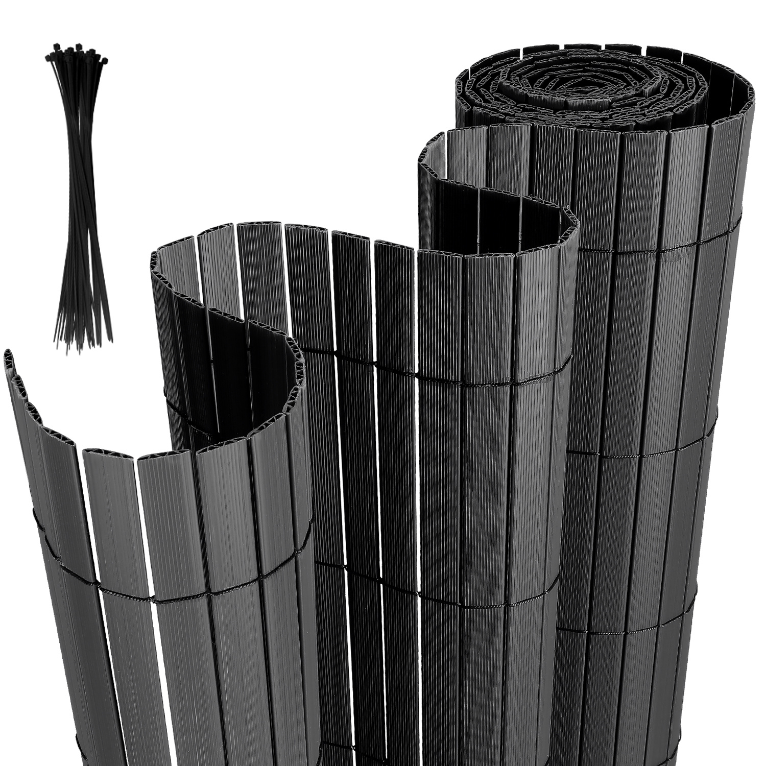 Randaco Sichtschutzmatte Pvc Sichtschutzzaun Anthrazit Windschutz Fur Garten Balkon Und Terrasse 100x300cm Stabile W-form