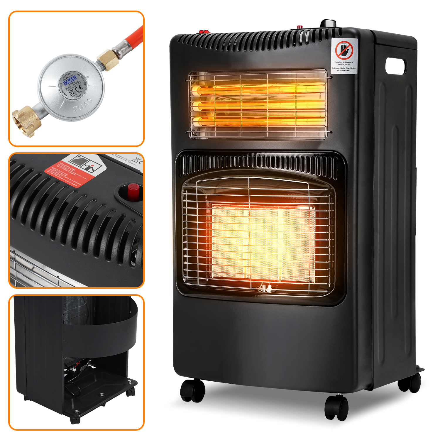 Randaco Gas-elektroheizer Mit Vollkupferventil, Ods-sensor, Flammensicherung Und Automatischem Kippschutz